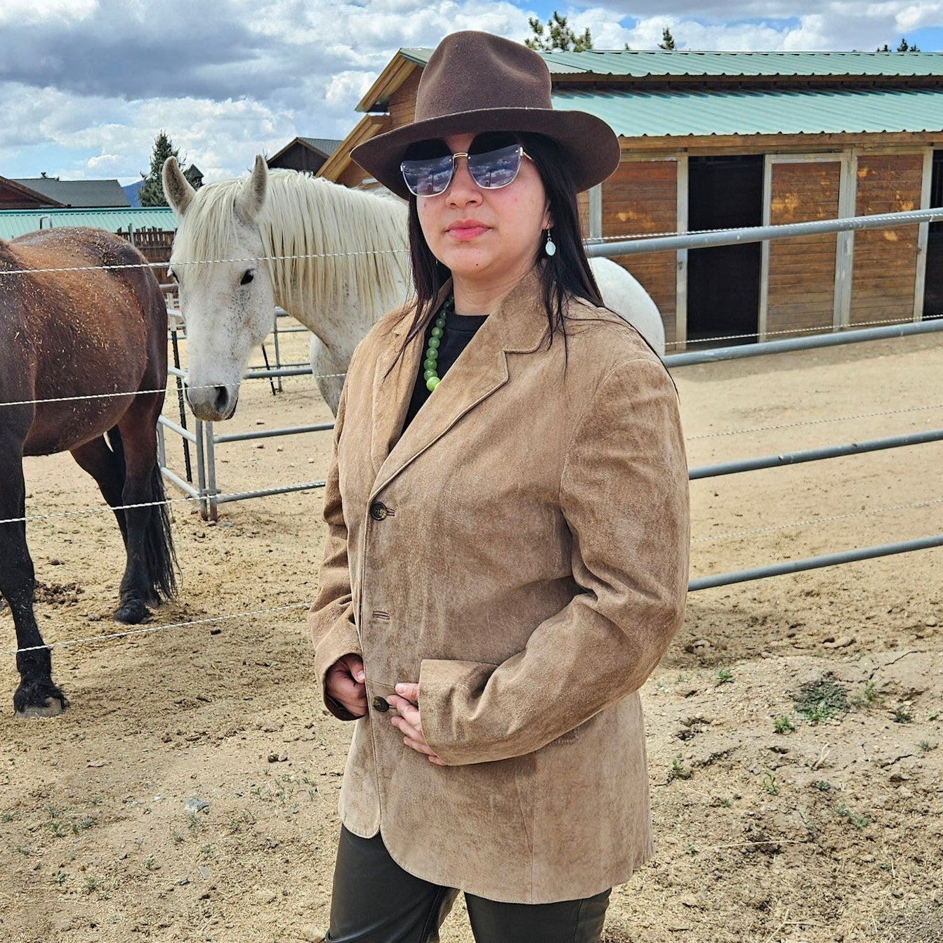 Vintage 80's Pendleton Unisex Camel Tone Pig Leather Blazer Size M