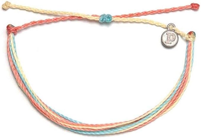 Pura Vida Blue Yellow and Pink Jute Cord Bracelet