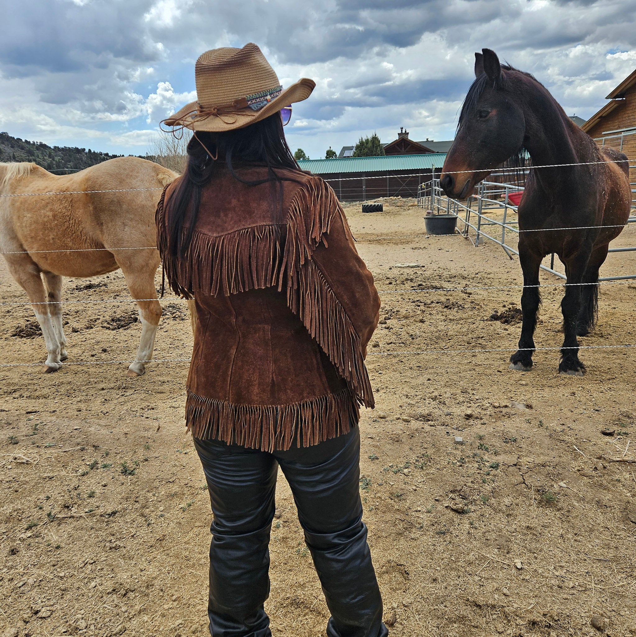 Classic Vintage Tepee Town Light Brown Leather and Suede Fringe Jacket
