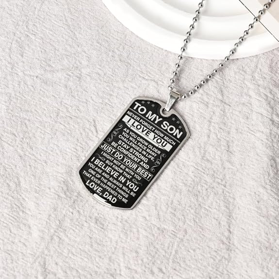 To My Son From Dad Dog Tag Necklace