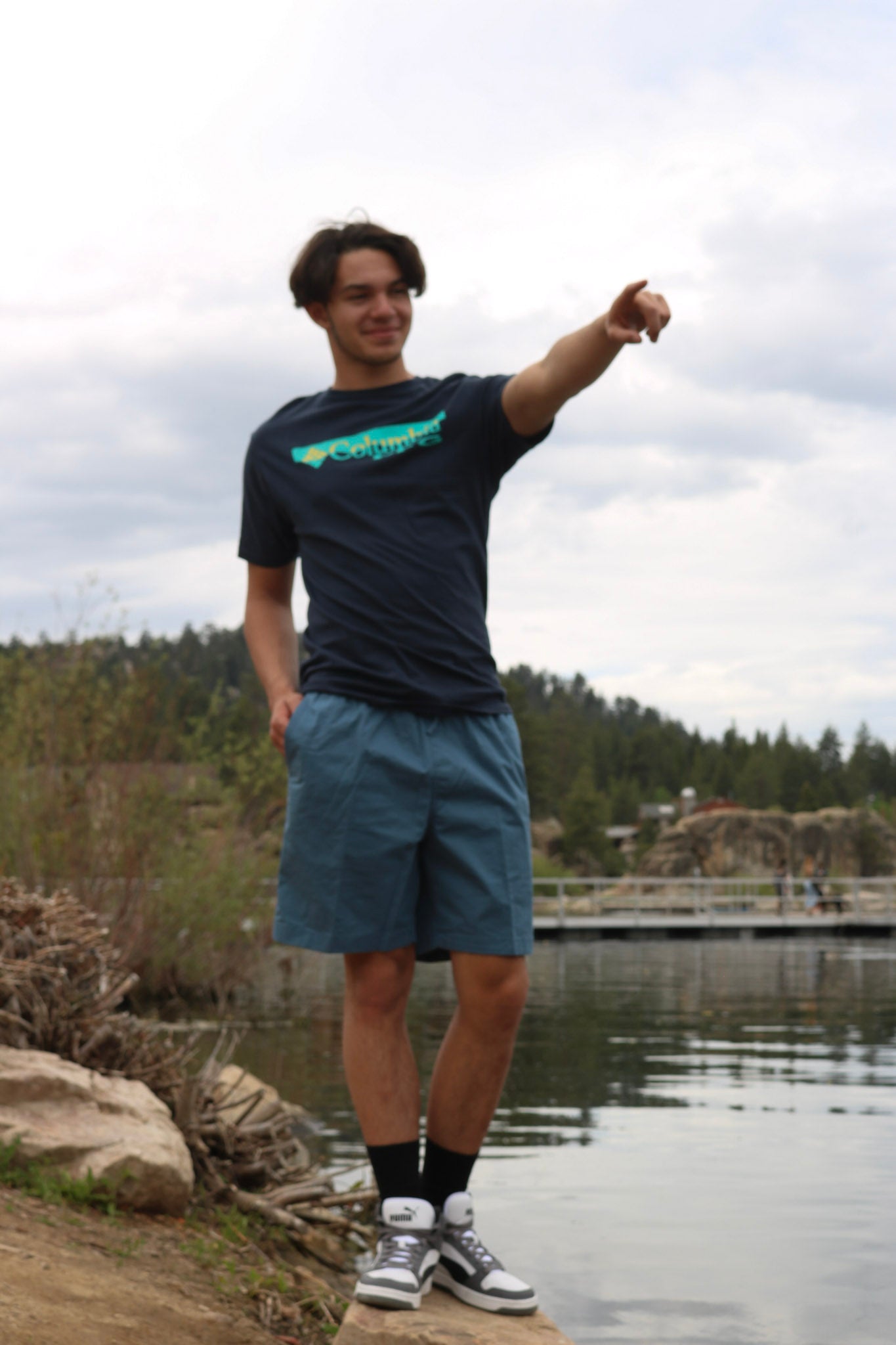 Columbia PFG Graphic Tee Shirt Navy Blue