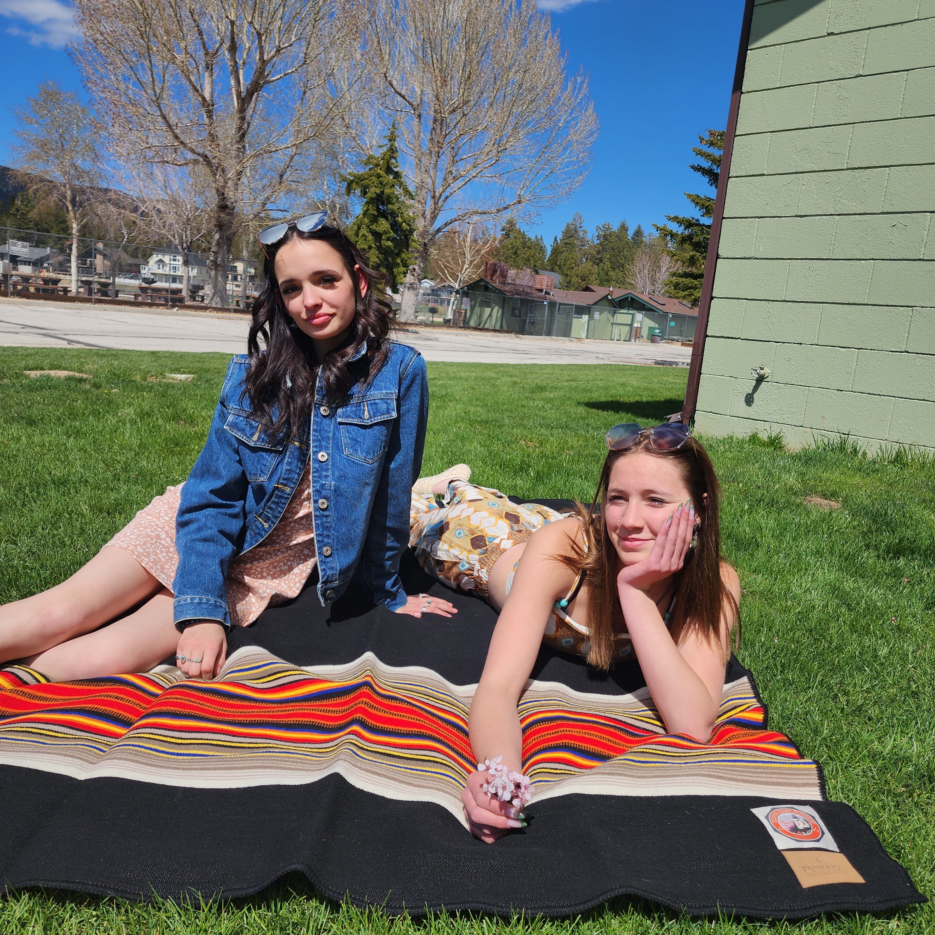 Black Pendleton Acadia National Park Throw Blanket with Leather Carrier