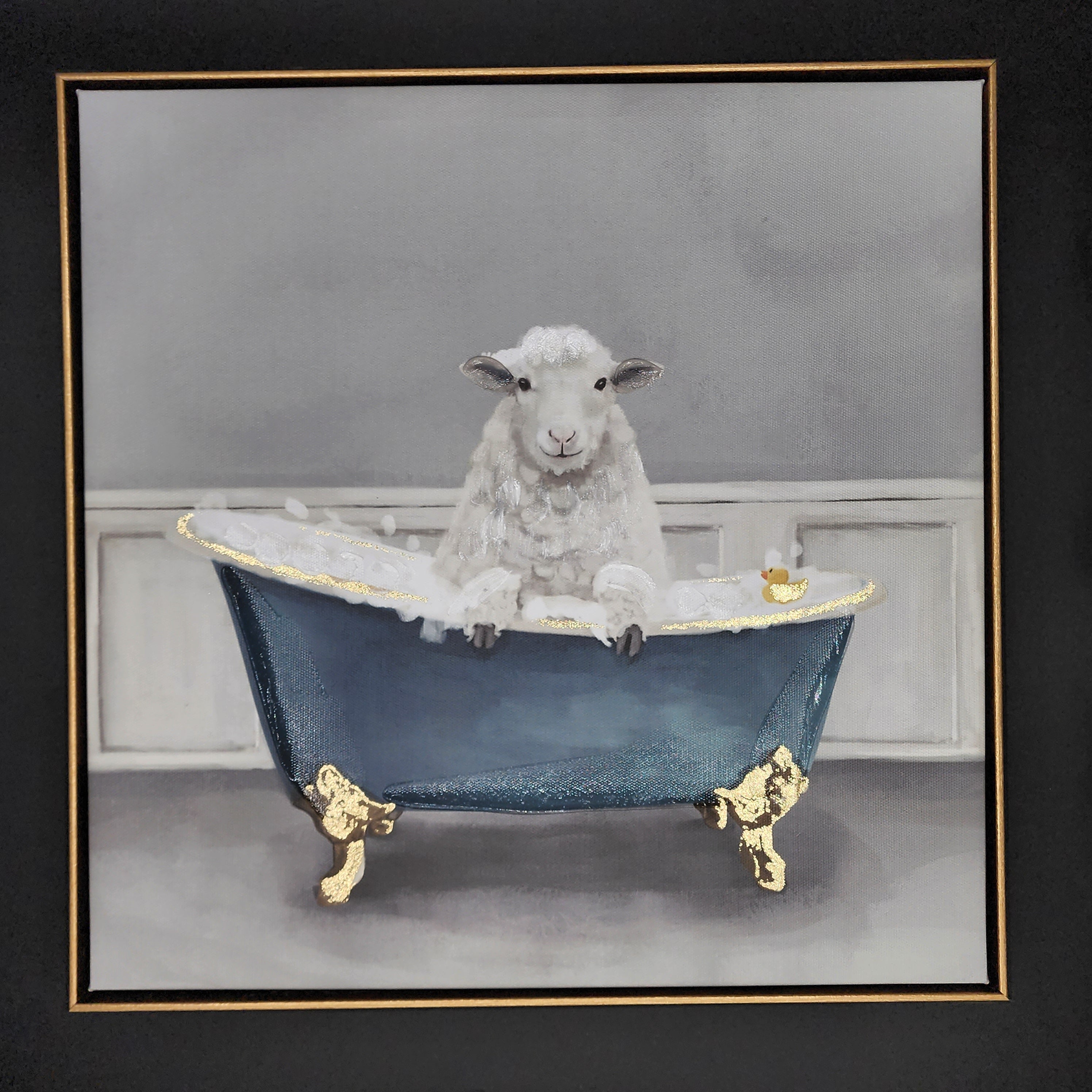 Sheep Having Bubble Bath Framed Art