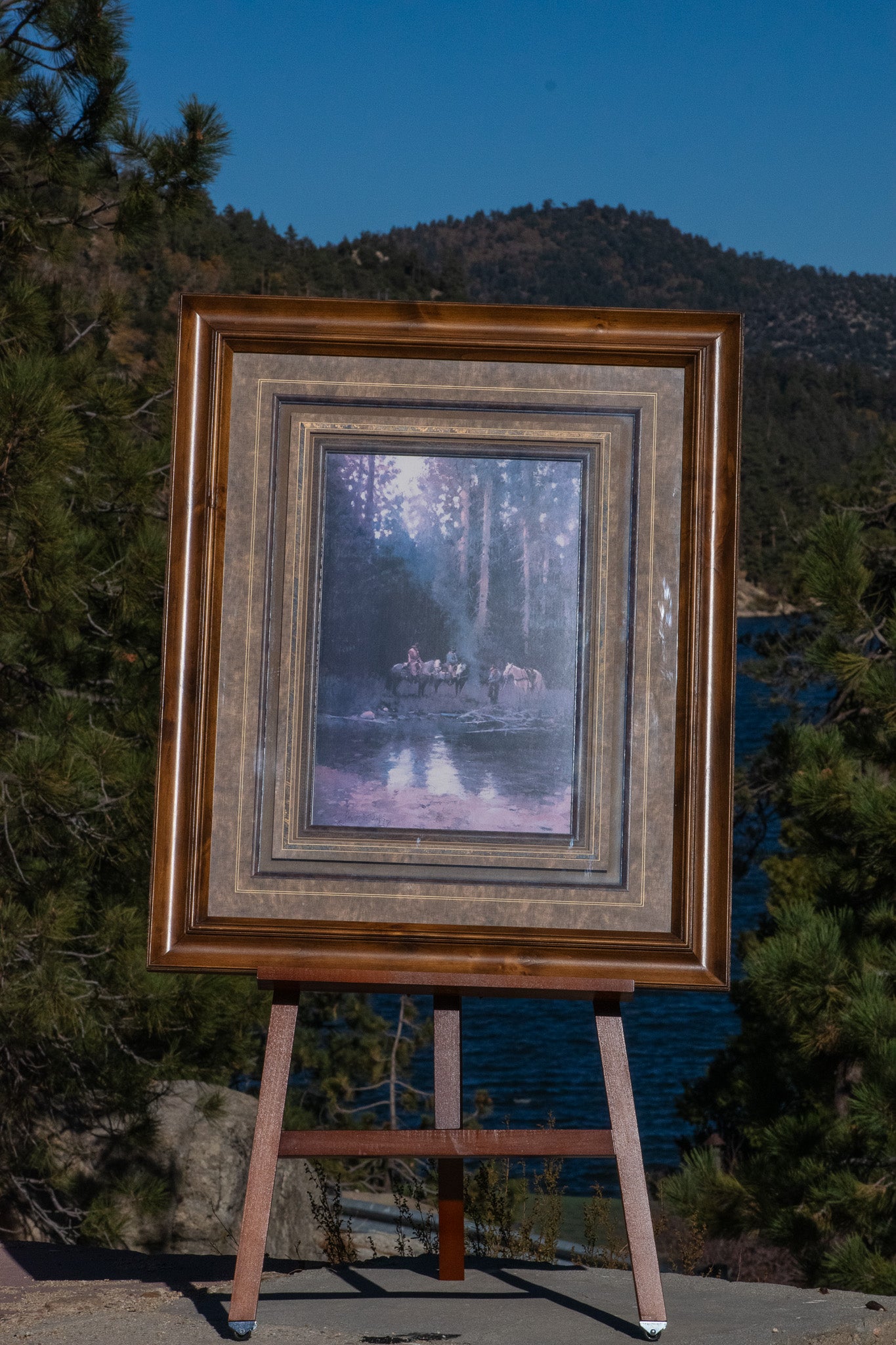 Cowboys Resting with Horses at the River by Artist Richard D. Thomas