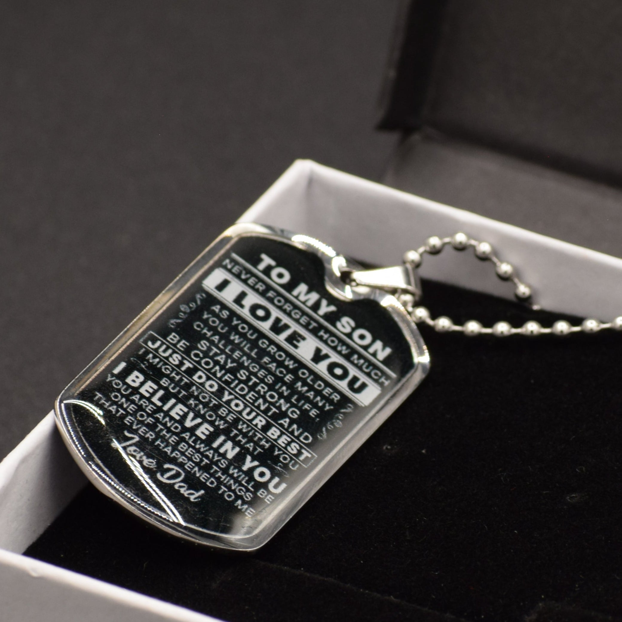 To My Son From Dad Dog Tag Necklace
