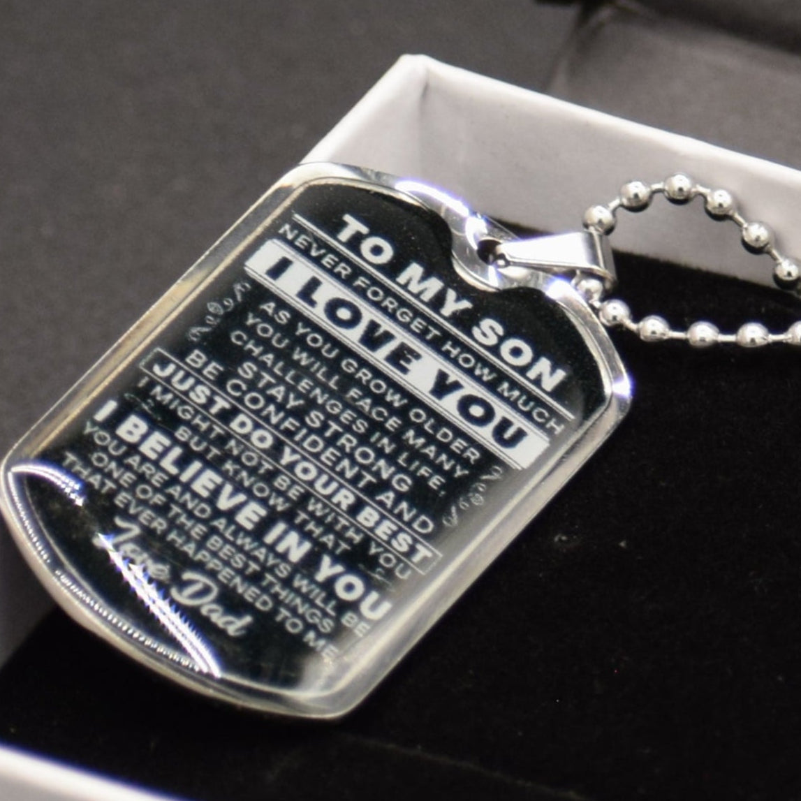 To My Son From Dad Dog Tag Necklace