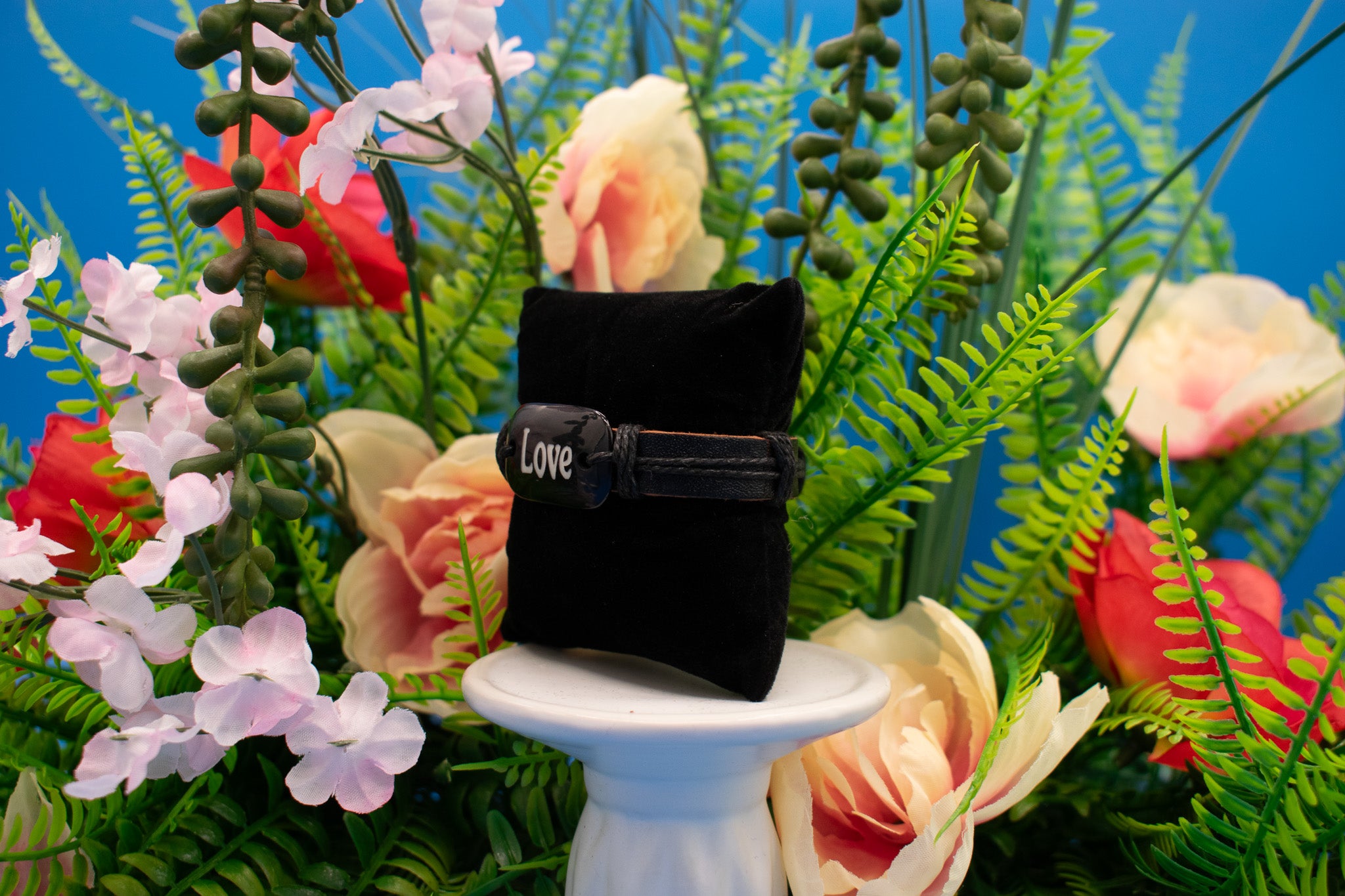 Leather Strap "Love" Charm Adjustable Bracelet