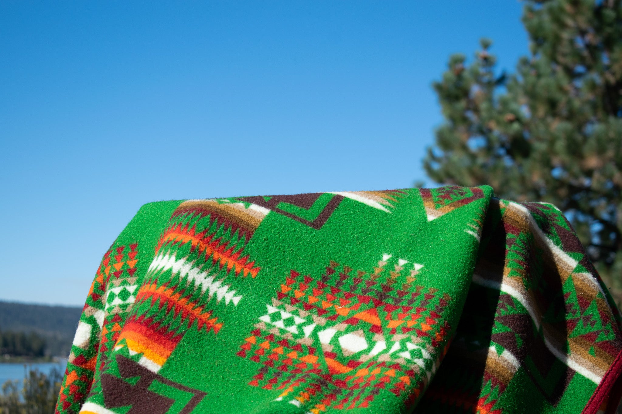 Vintage Beaver State Chief Joseph Green Pendleton Navajo Native American Wool Blanket 74 x 58