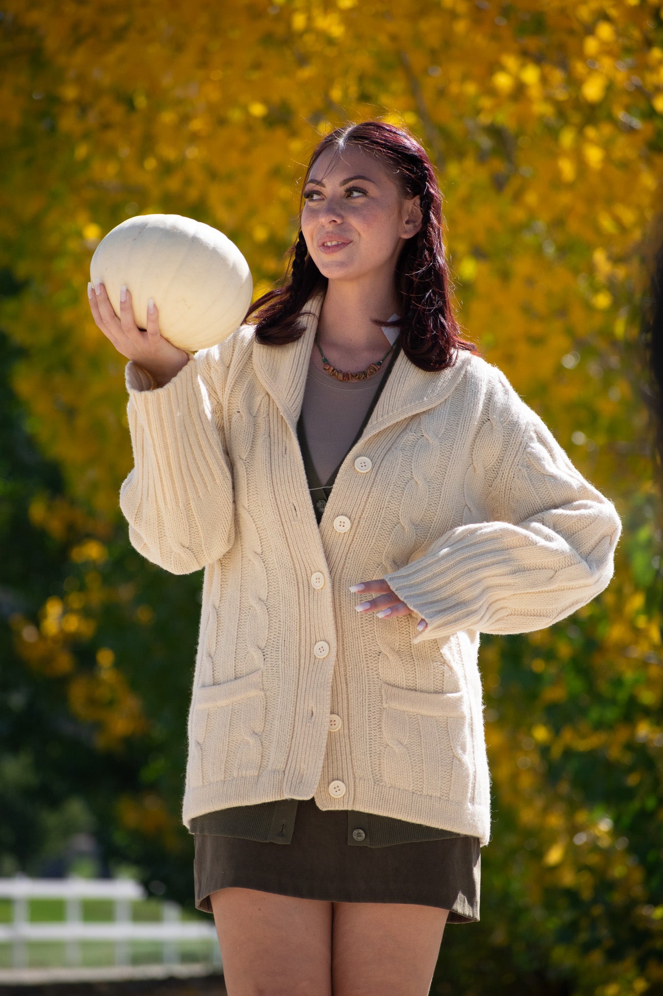 Evans-Picone Off-White Button-up Wool Cardigan Size M with front pockets