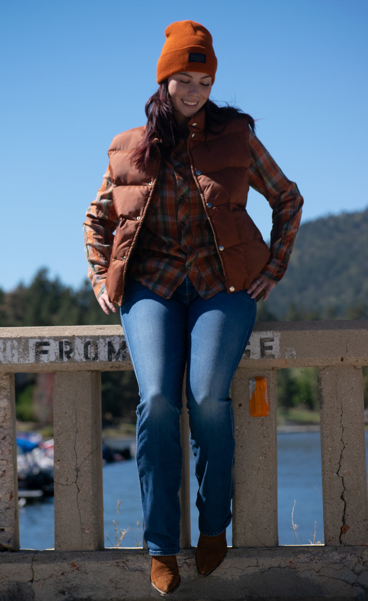 Reversible Tan and Burnt Orange Nylon Vest