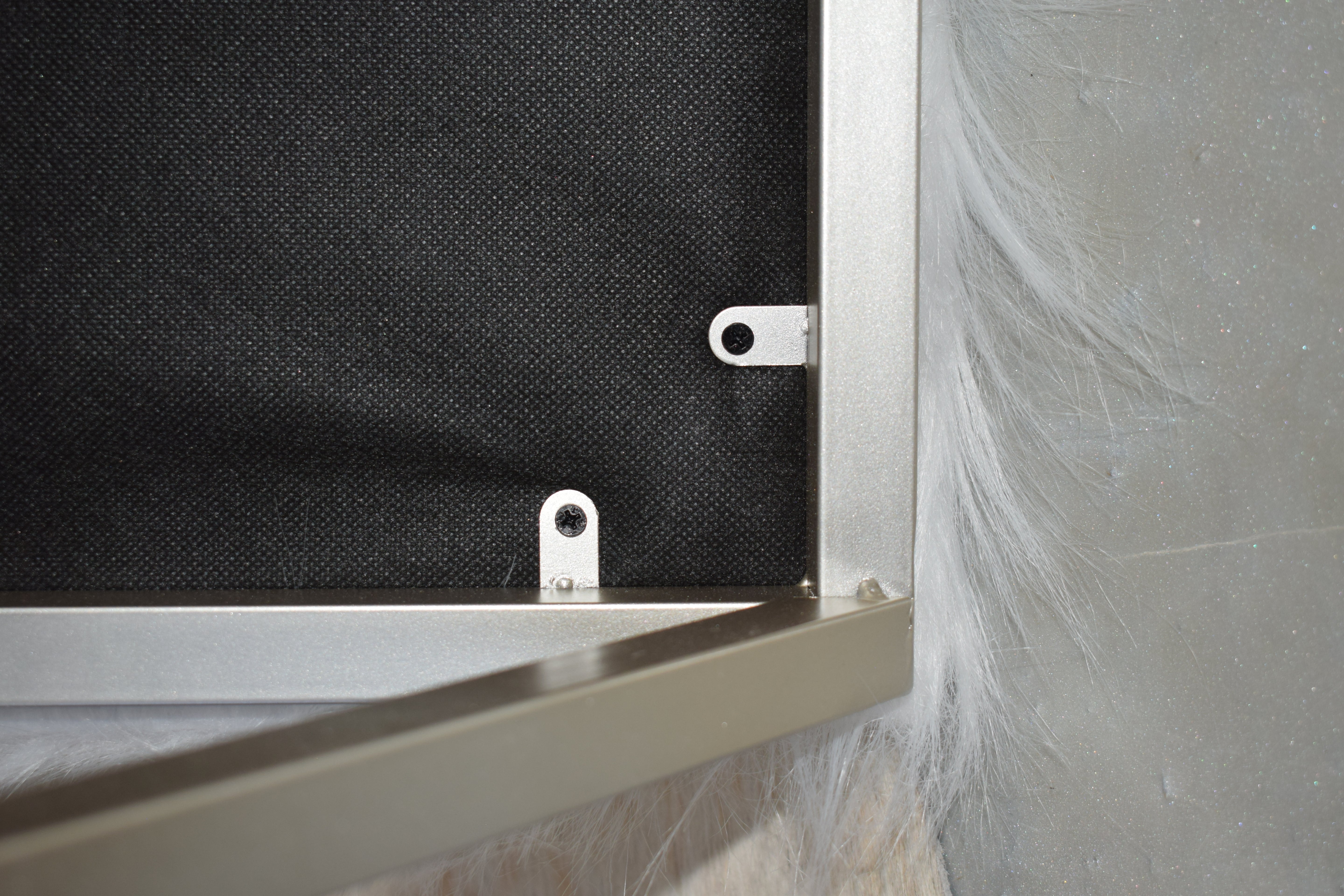 White Fur Stool with Metal Frame