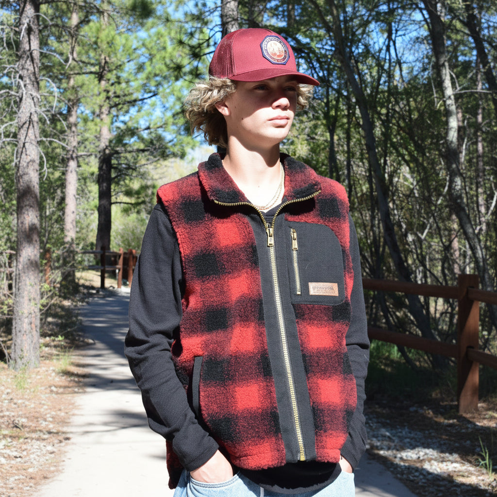 Pendleton Ridgeline Fleece Red Buffalo Plaid Vest