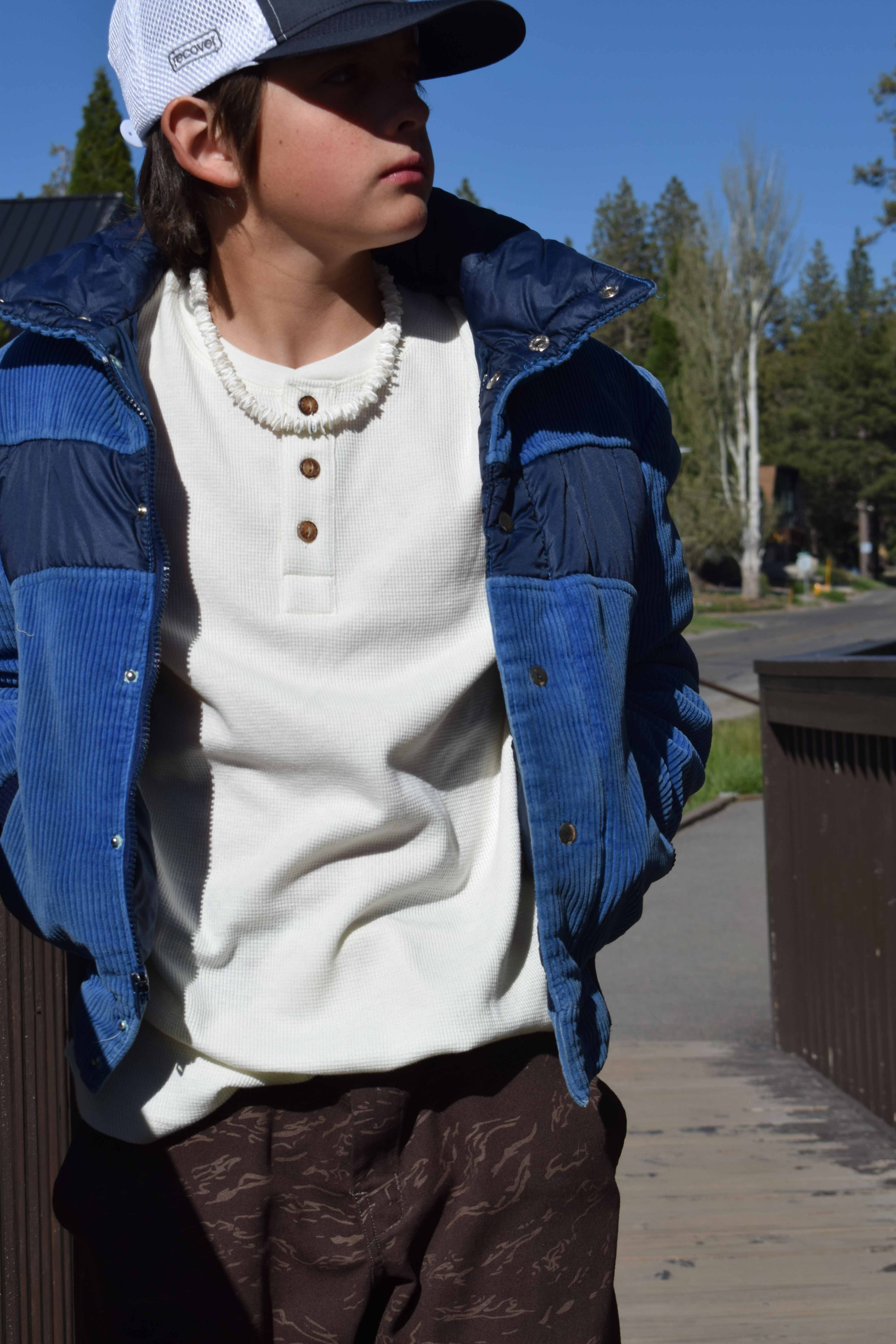 80s Dark Blue Corduroy Ski Jacket