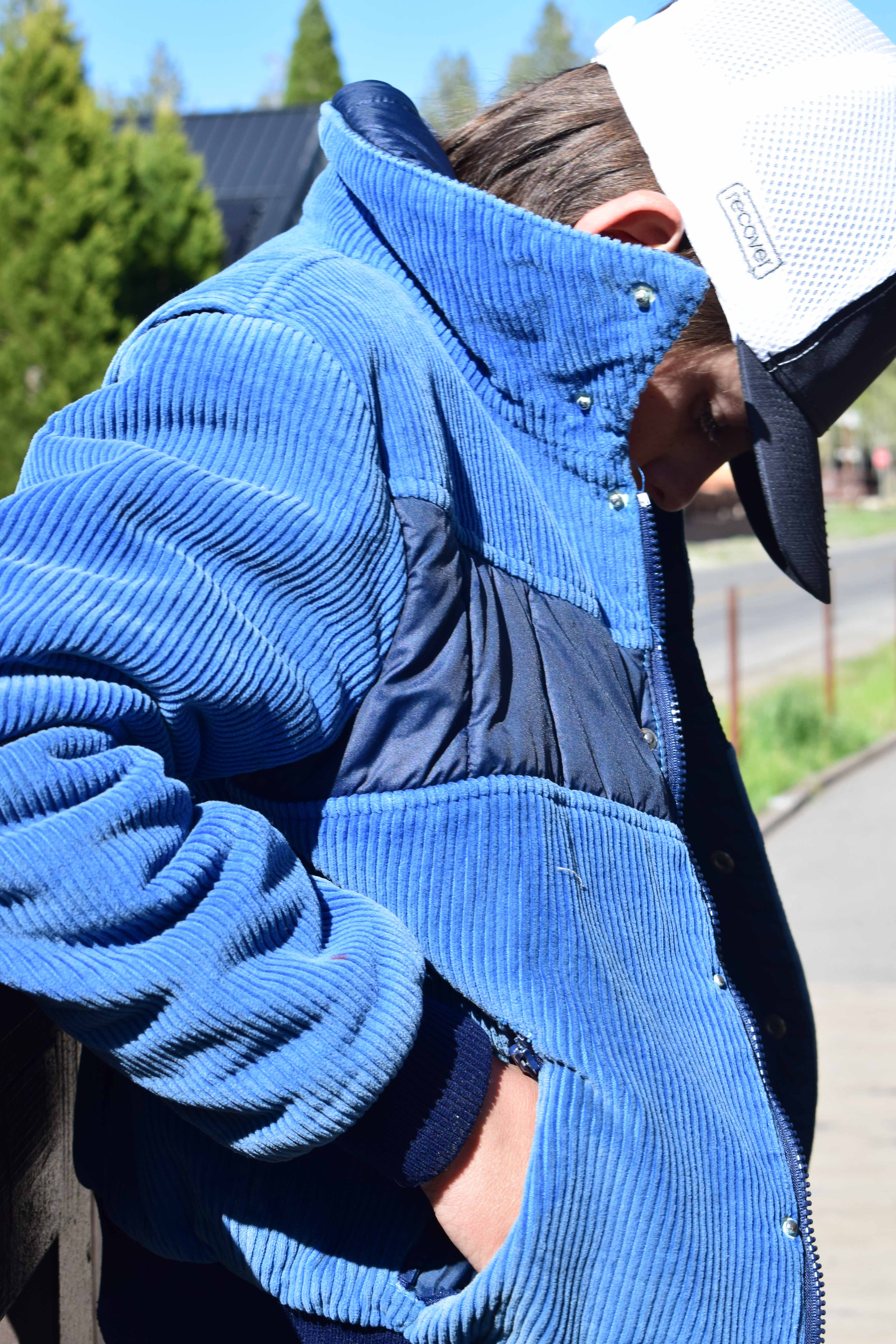 80s Dark Blue Corduroy Ski Jacket