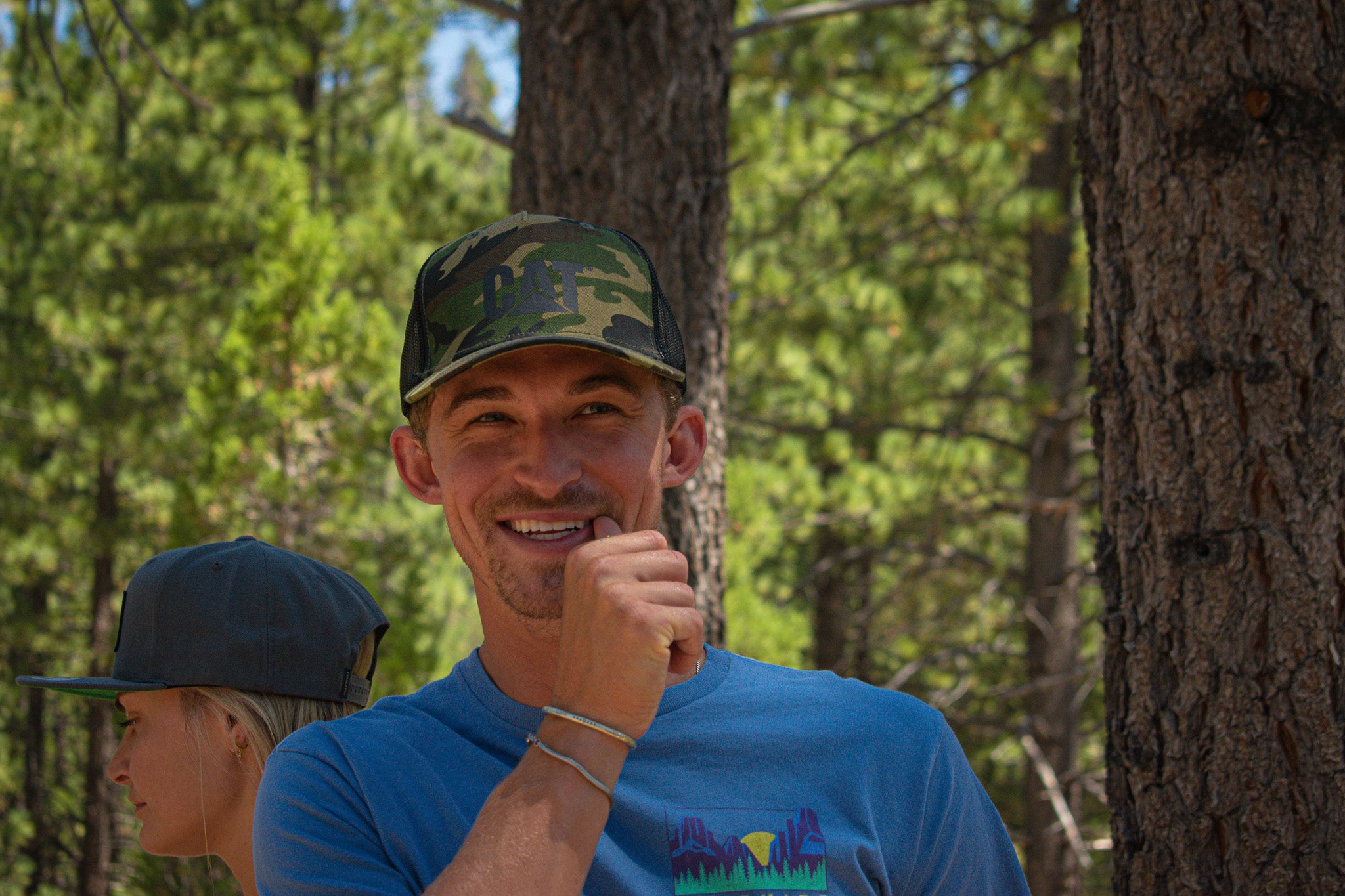 Trucker Cap with Cat Logo Color: Woodland Camo
