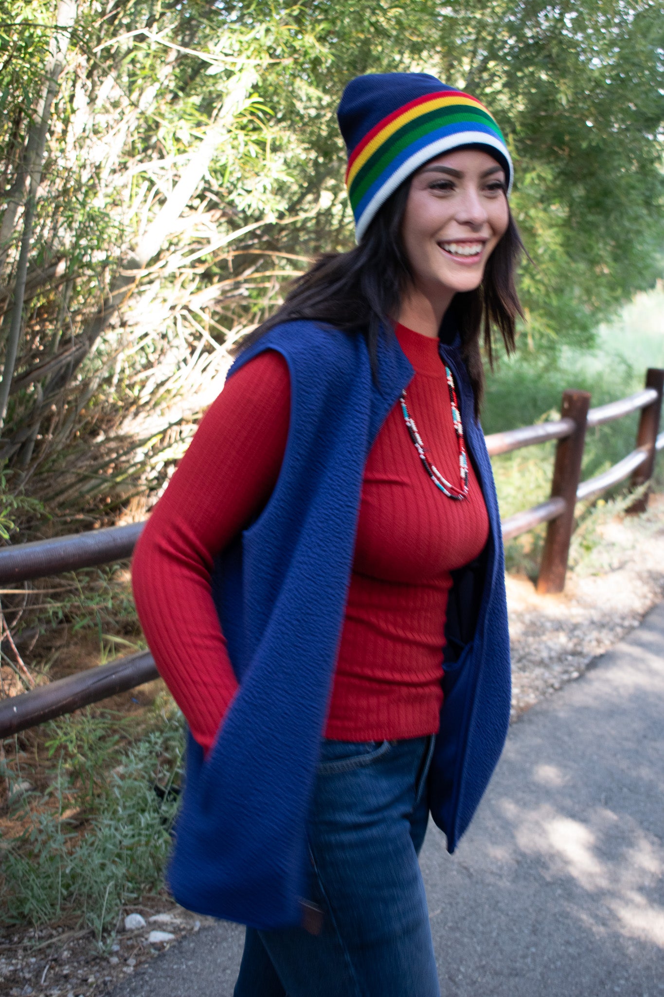 Crown & Ivy Sherpa Vest Blue Eve