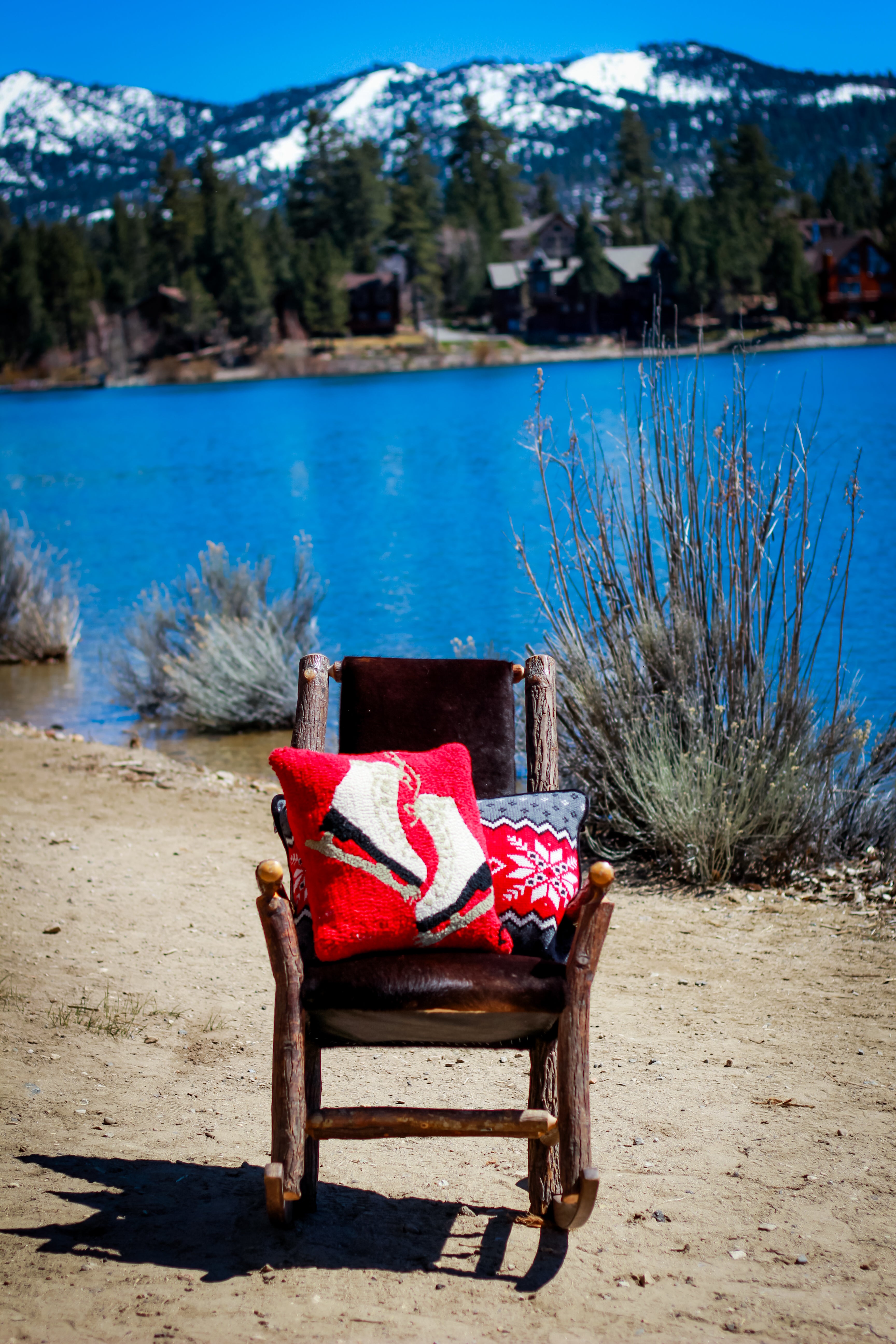 Custom Black Cowhide Upholstered Genuine Old Hickory Wood Rocking Chair