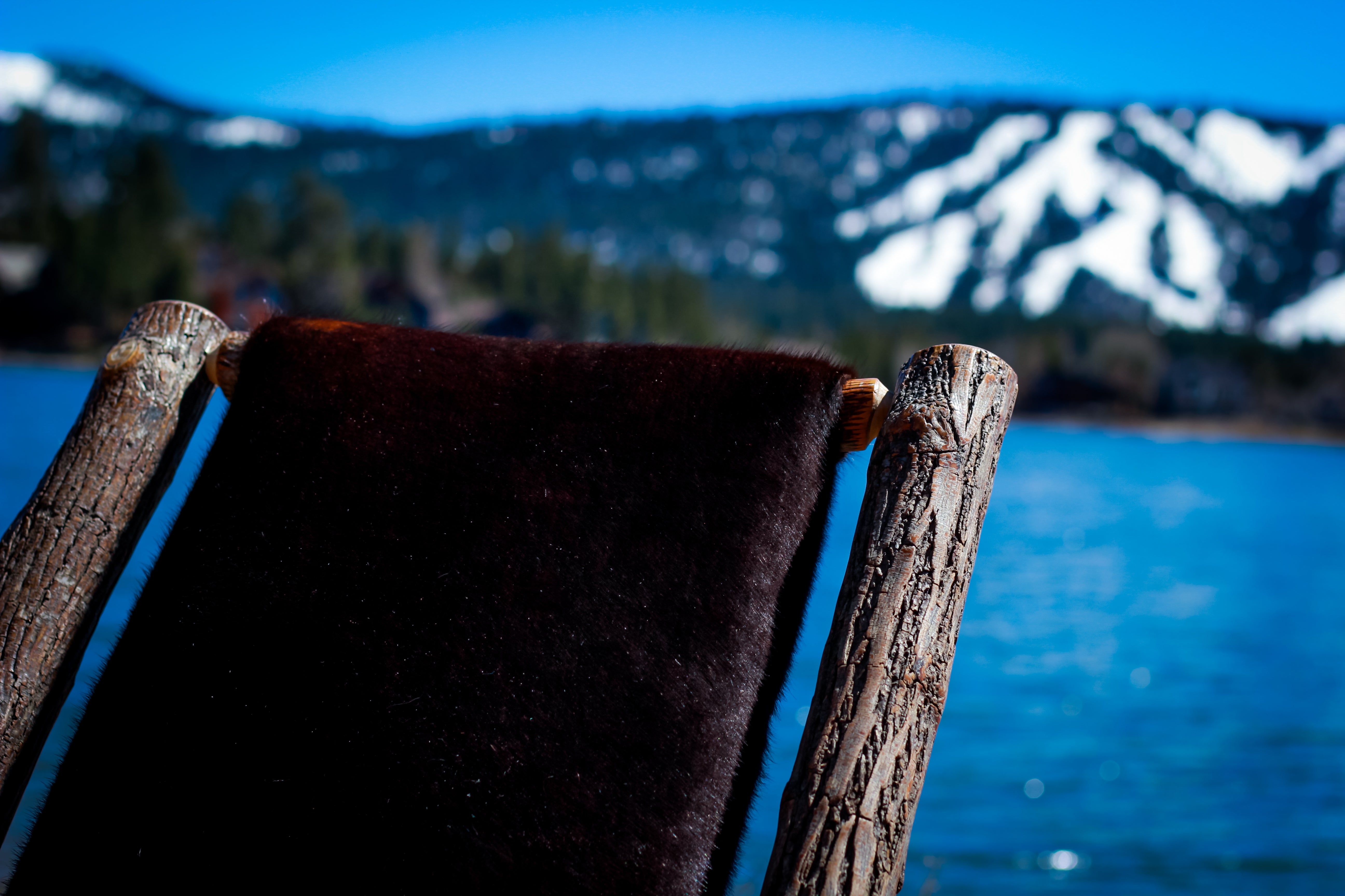 Custom Black Cowhide Upholstered Genuine Old Hickory Wood Rocking Chair
