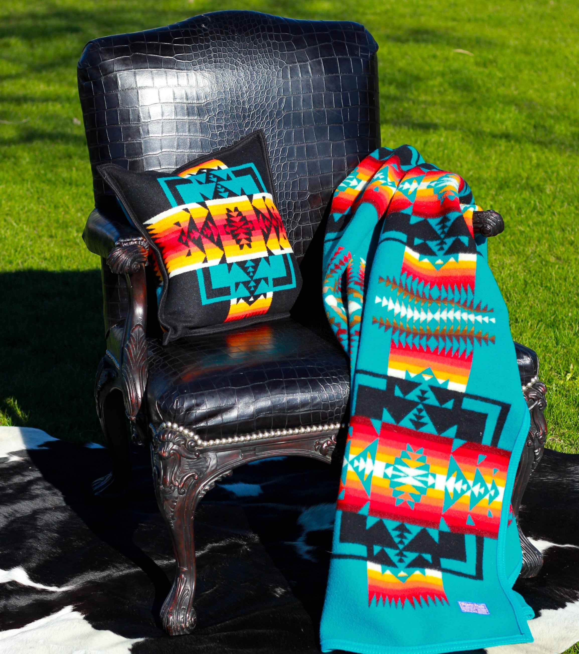 Ralph Lauren Cliveden Carved Chair Upholstered with Black Alligator Leather