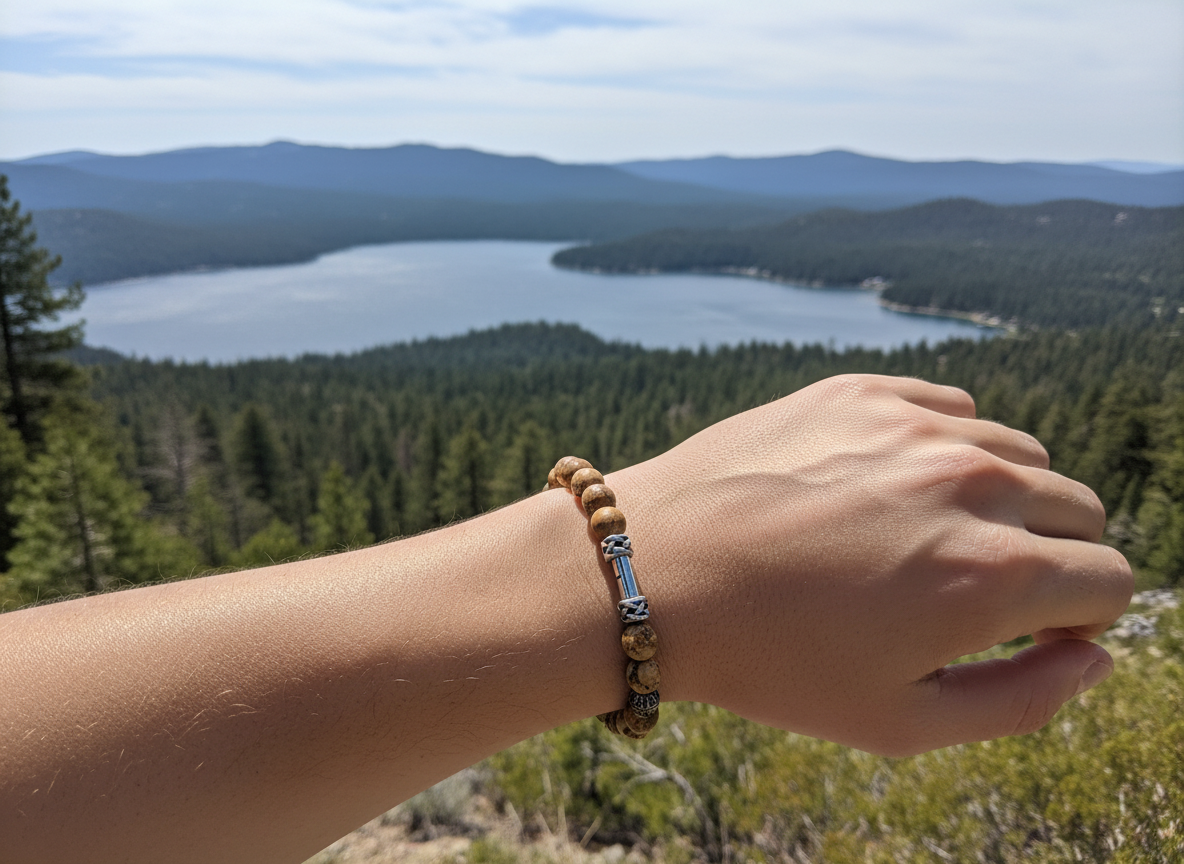 Genuine Jasper With Stainless Steel Beaded Bracelet