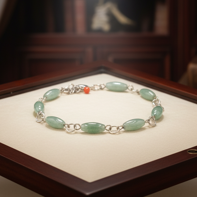 Dainty Green Aventurine Chain Link Bracelet