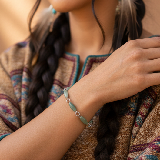 Dainty Green Aventurine Chain Link Bracelet
