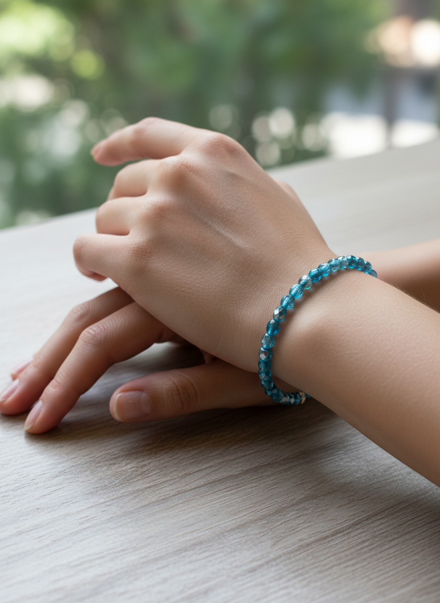 Teal Glass Beaded Stretch Bracelet