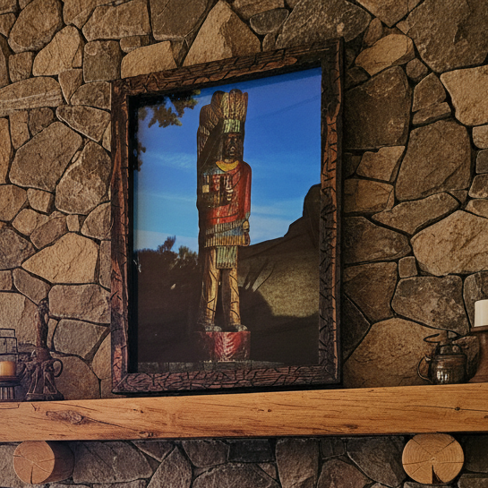 Aesthetic Wooden Indian Photo Print with Frame