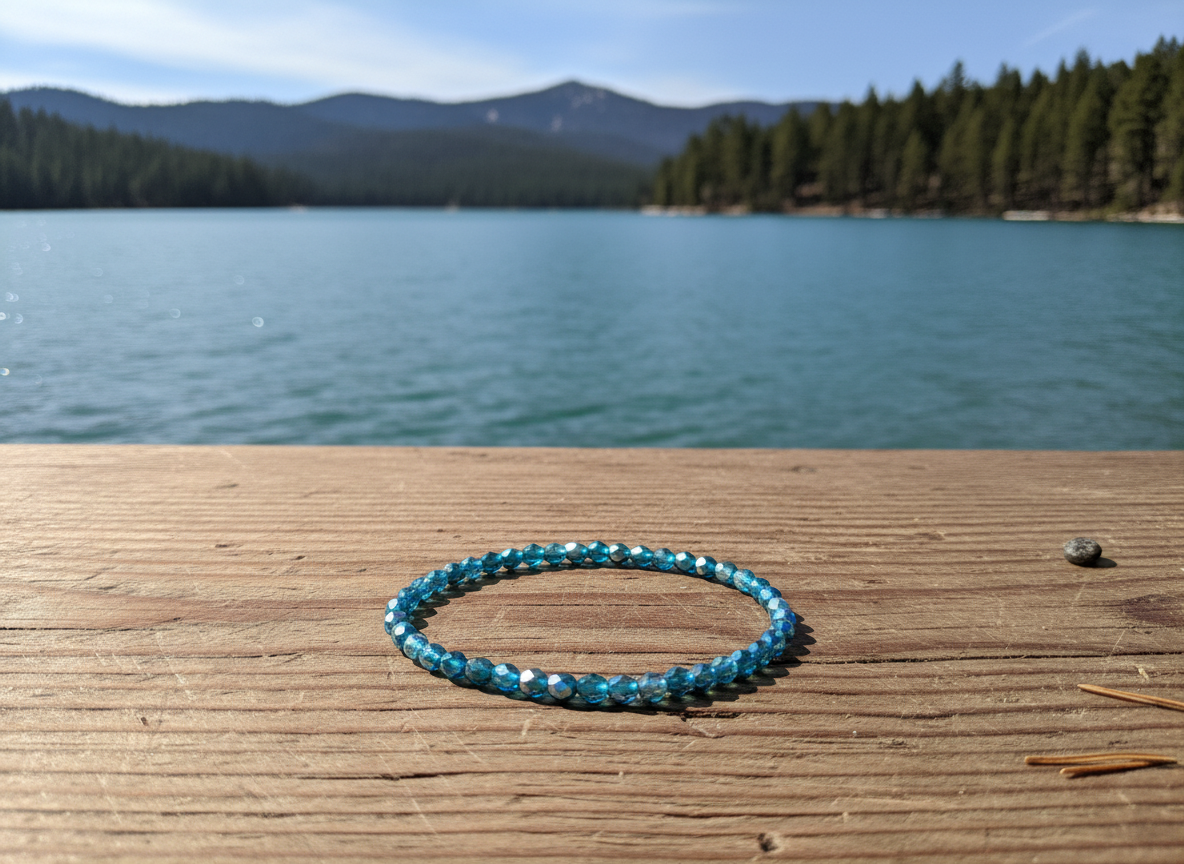 Teal Glass Beaded Stretch Bracelet