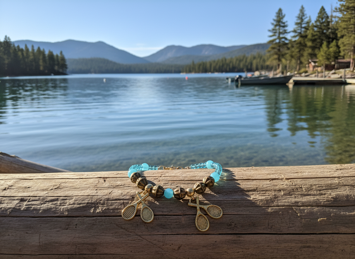 Beaded Tennis Racket Charm Bracelet