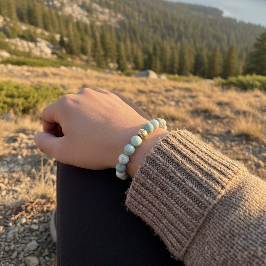 Matte Amazonite Beaded Stretch Bracelet