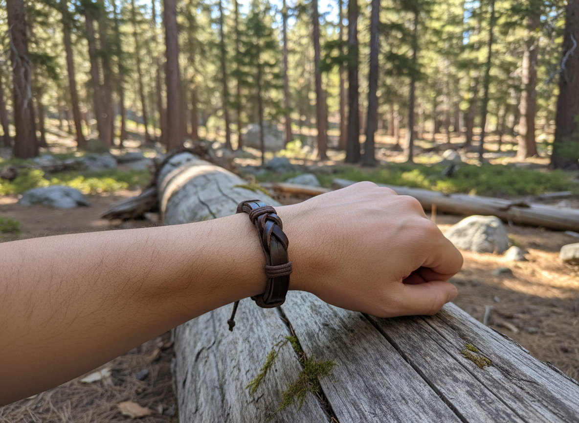 Brown Braided Leather Bracelet
