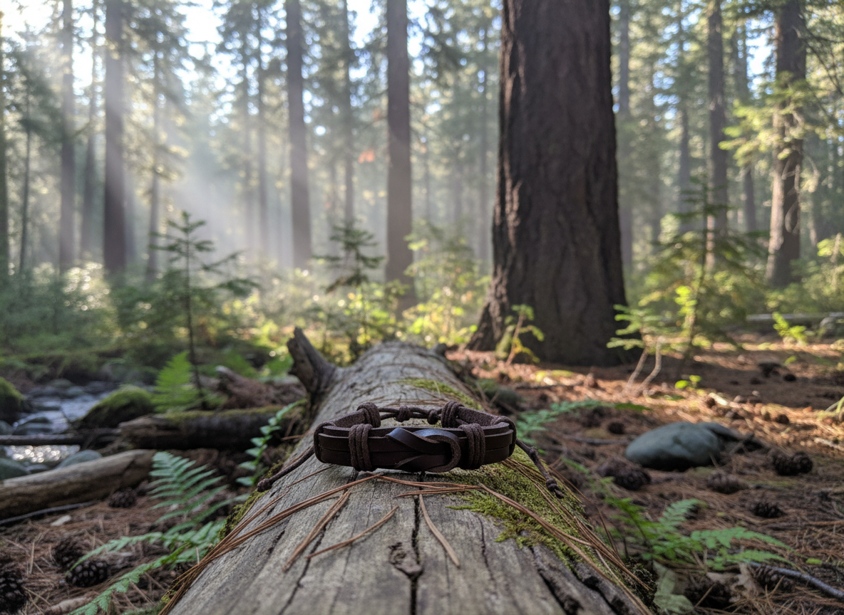 Brown Braided Leather Bracelet