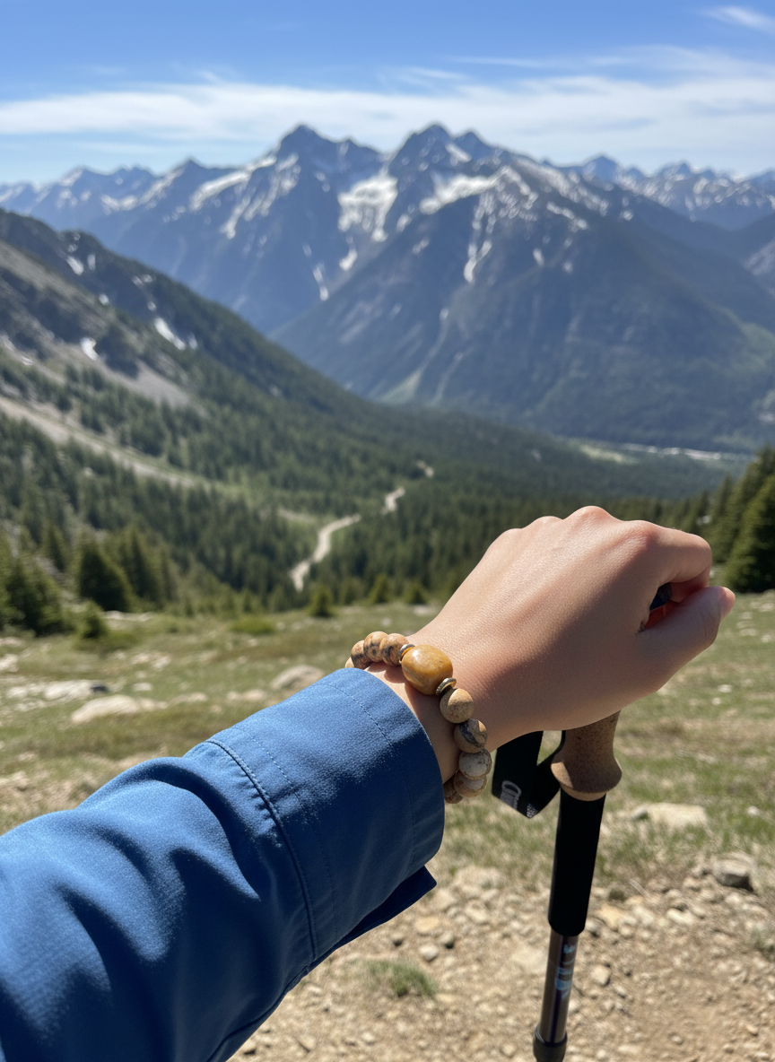 Picture Jasper Beaded Stretch Bracelet