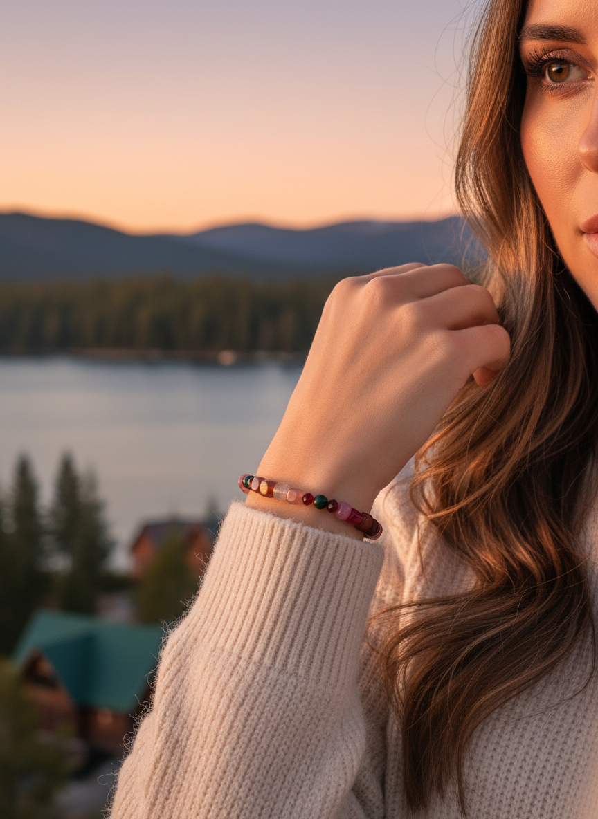 Mixed Agate Gemstone Beaded Bracelet