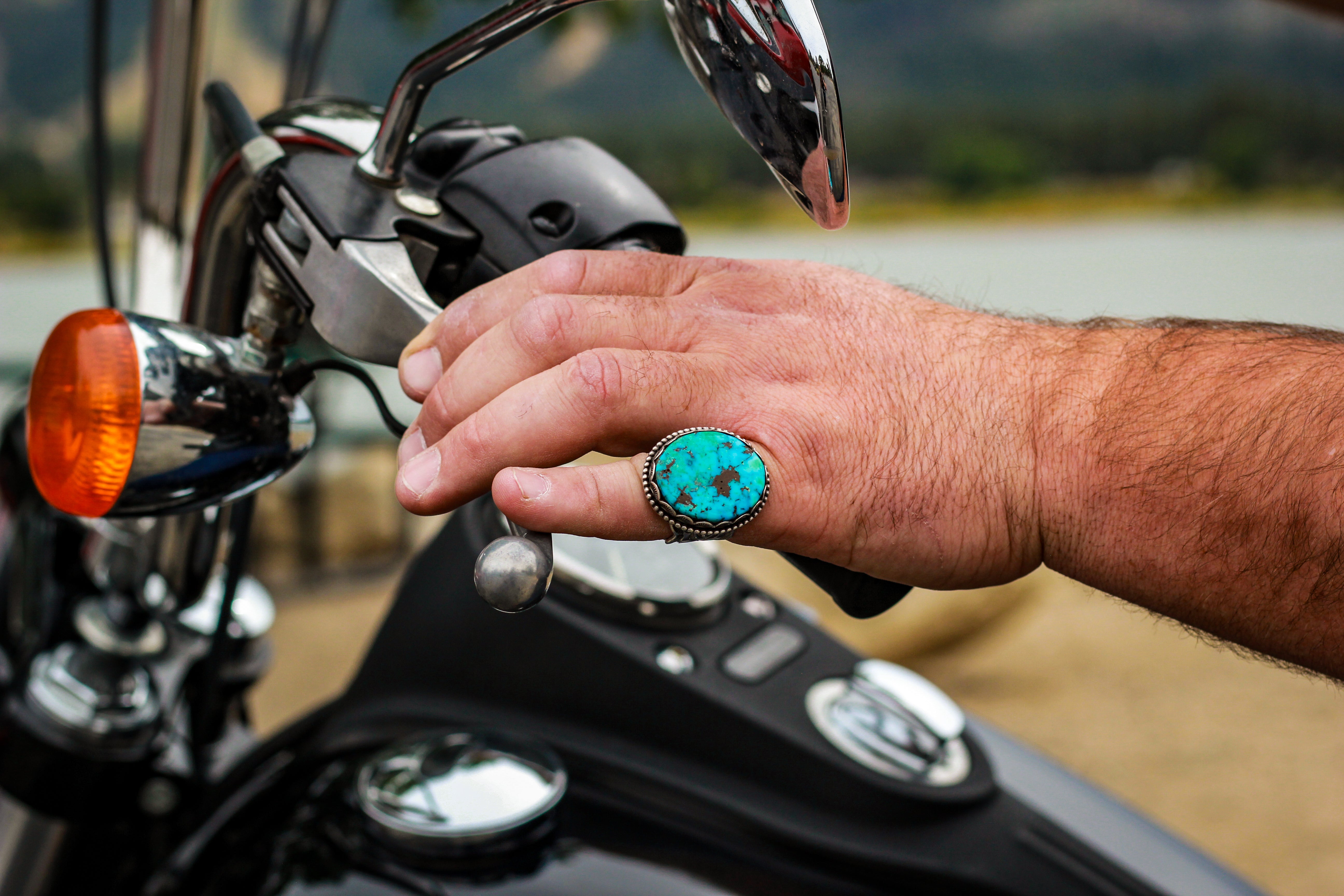 Vintage Navajo Sterling Silver Big Turquoise Ring Stamped Elgin Tom Size 11