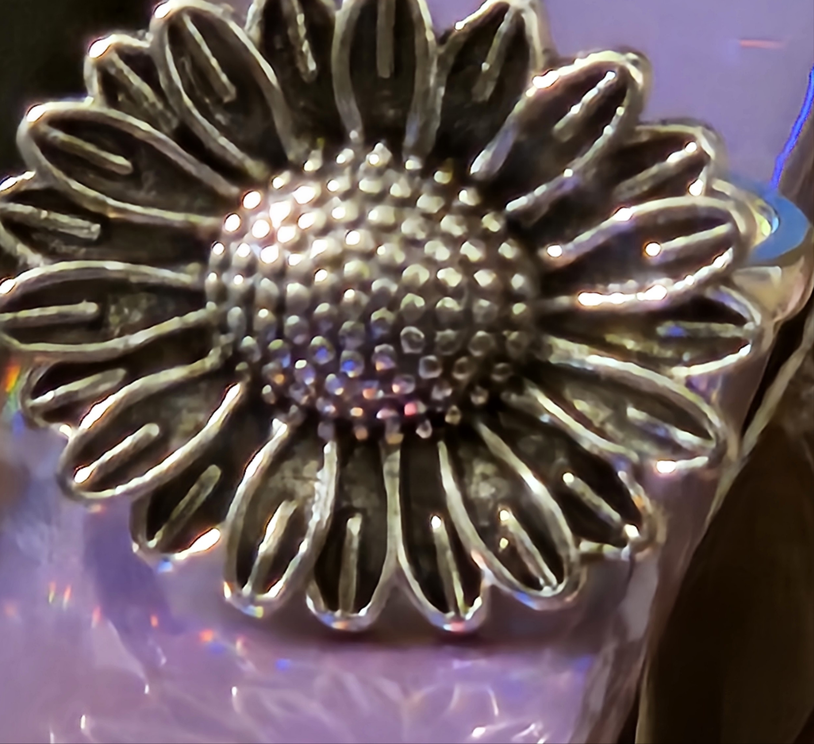Sunflower Silver Alloy Plated Ring Size 6