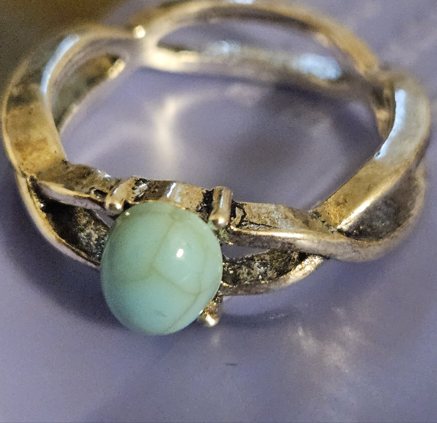 Alloy Silver Plated Faux Turquoise Gem Ring Size 7.5