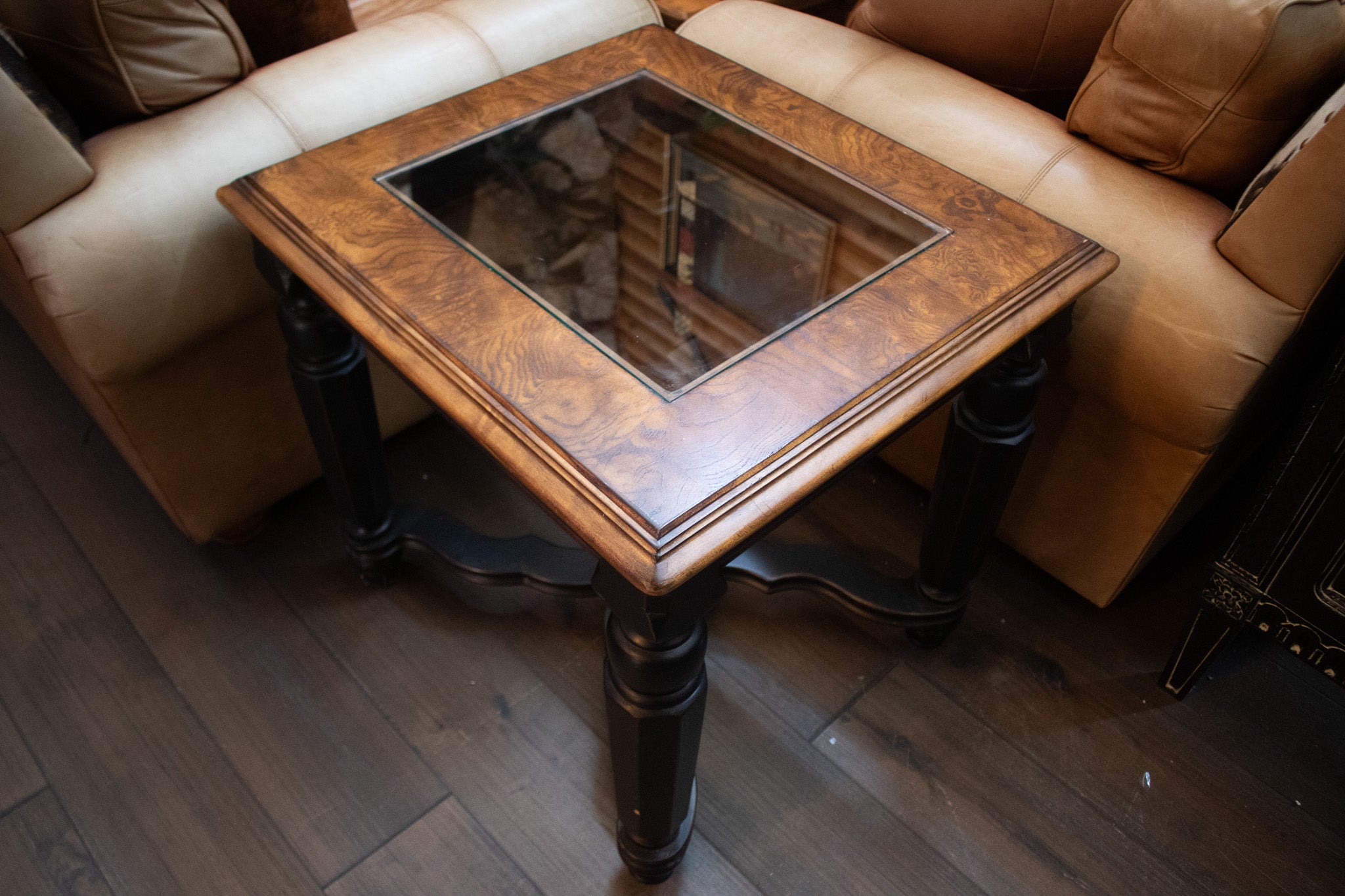 Square Coffee Table Top with Small Glass Inlay