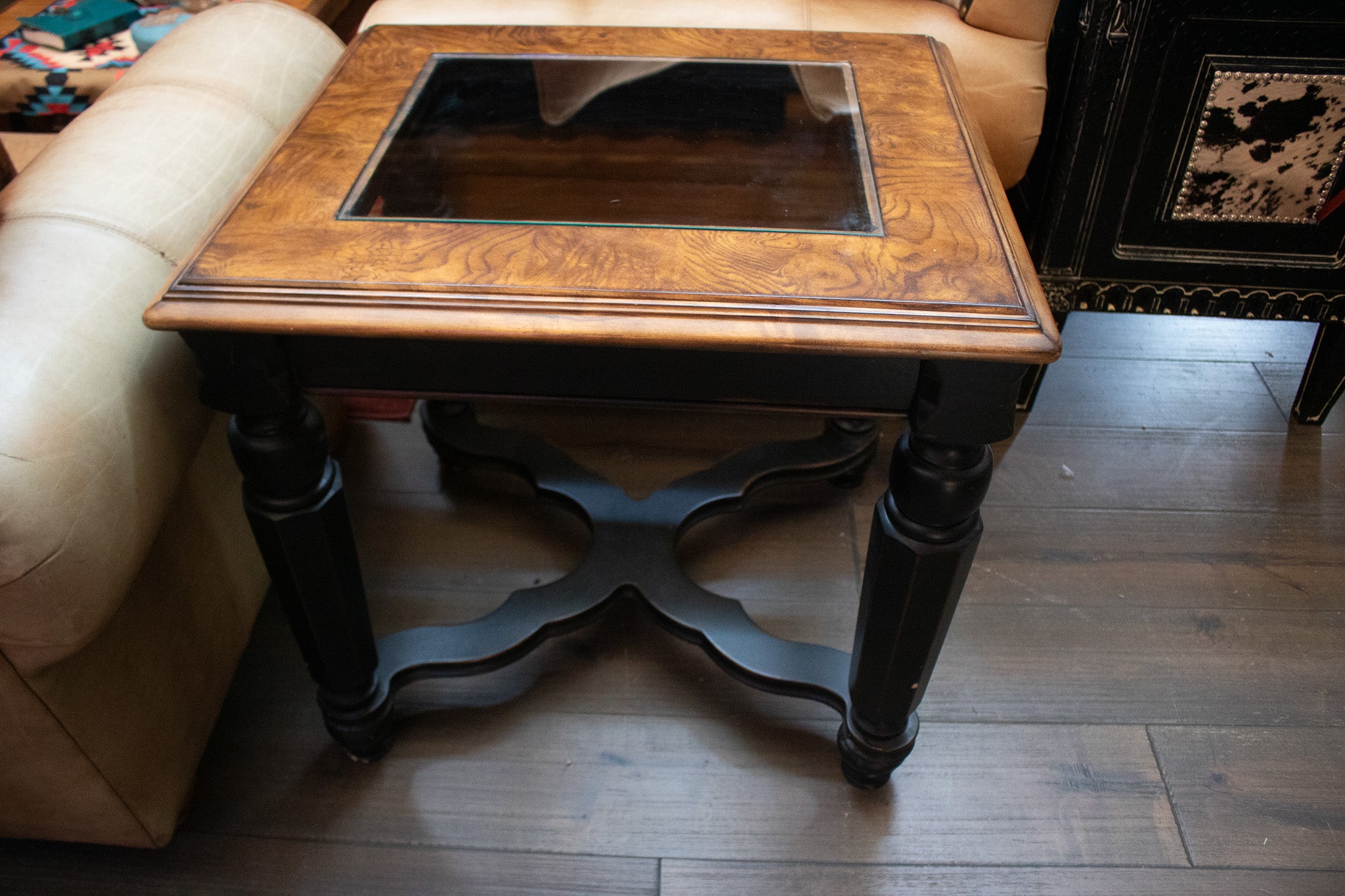Square Coffee Table Top with Small Glass Inlay