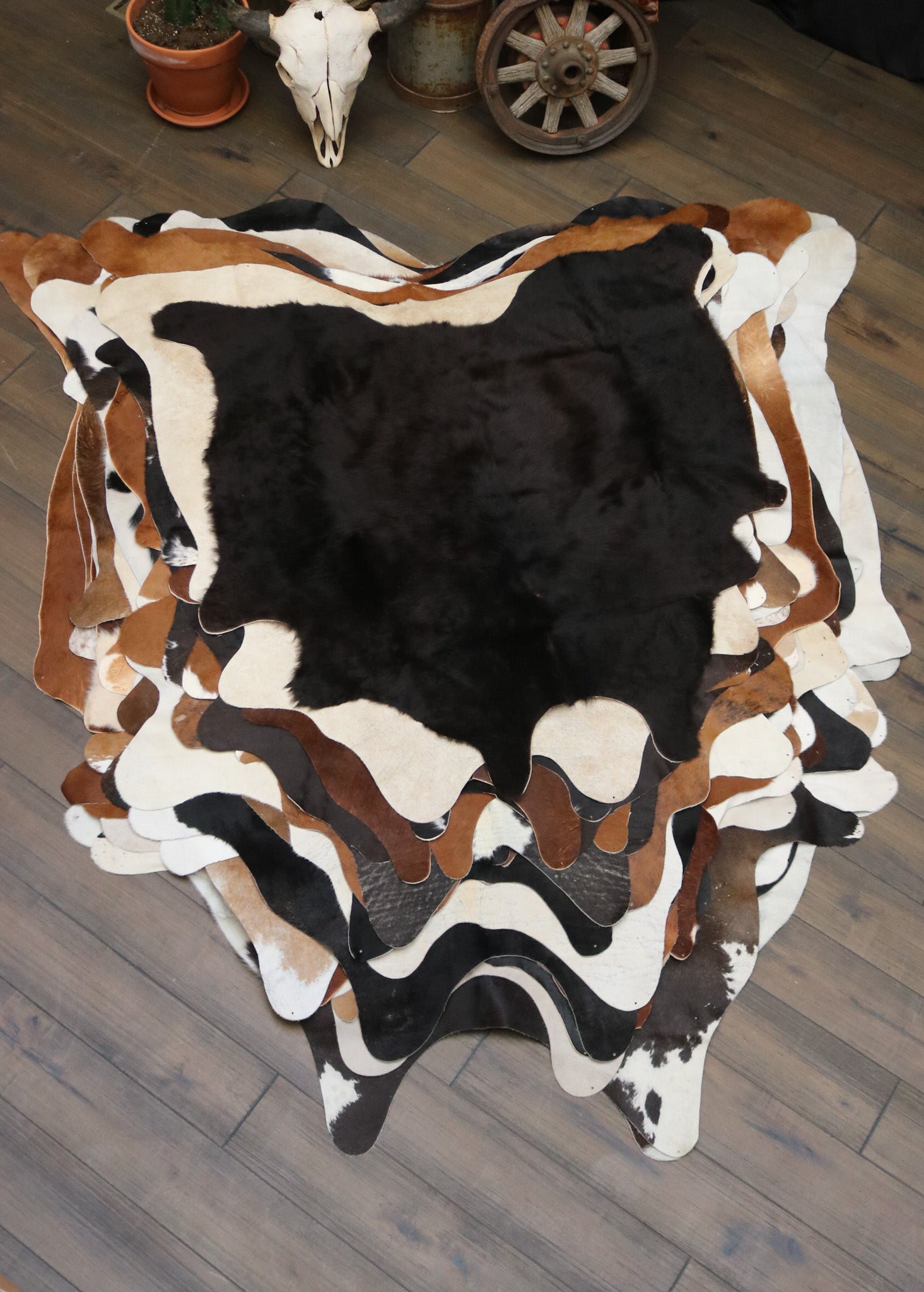 Sophisticated Black Cowhide Rug Handmade in Argentina