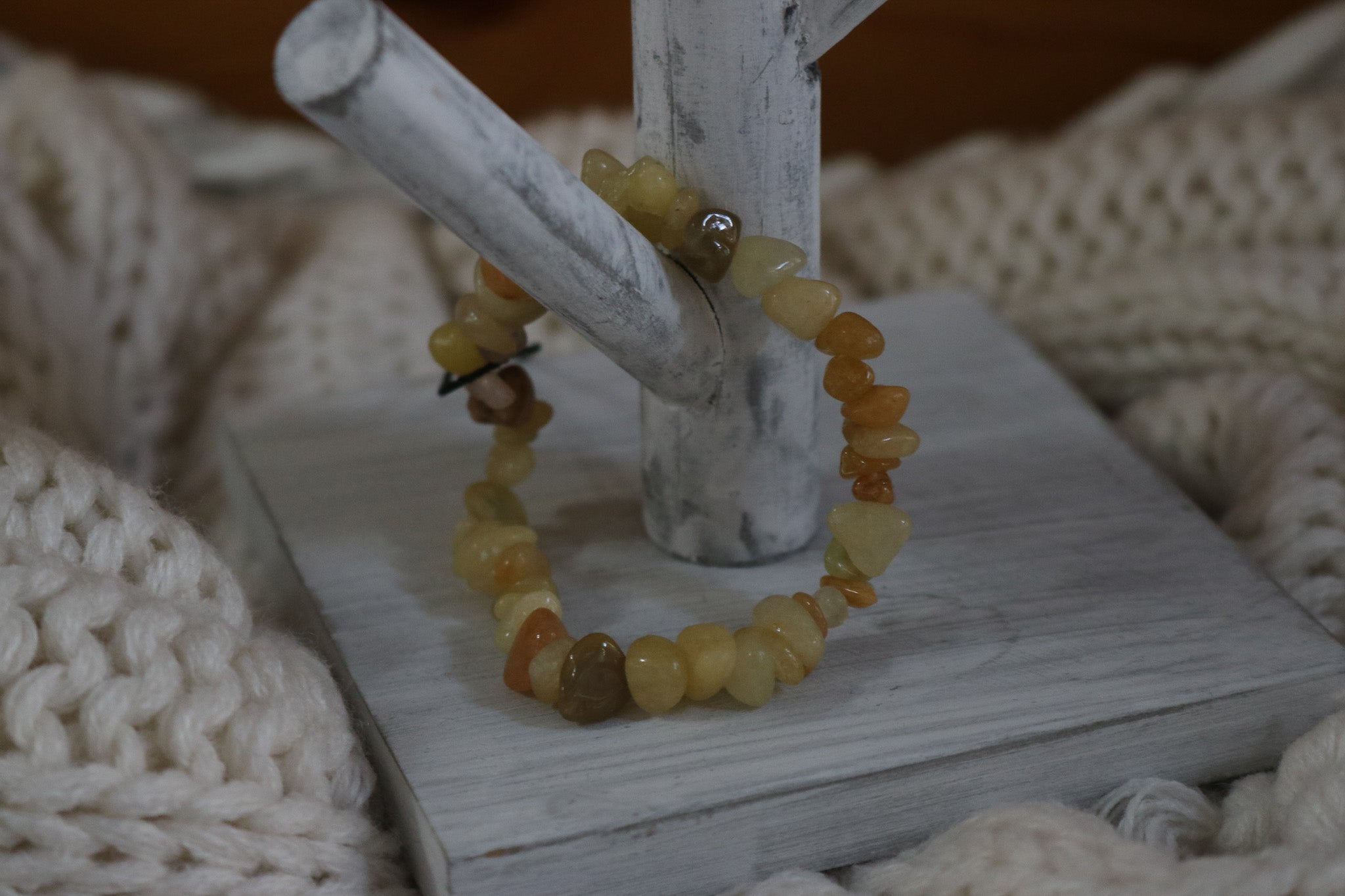 Topaz Stone Beaded Stretchy Bracelet