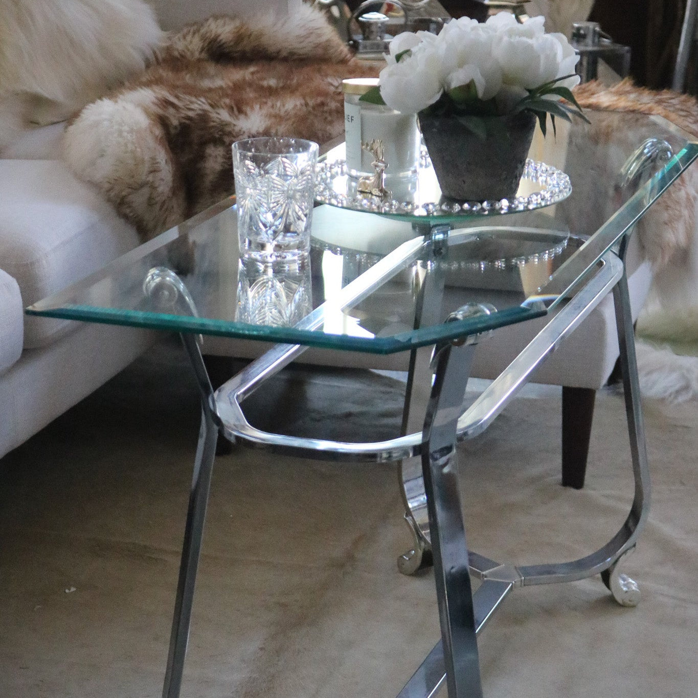 Kreiss Beveled Glass Chrome Body Rectangle End Table