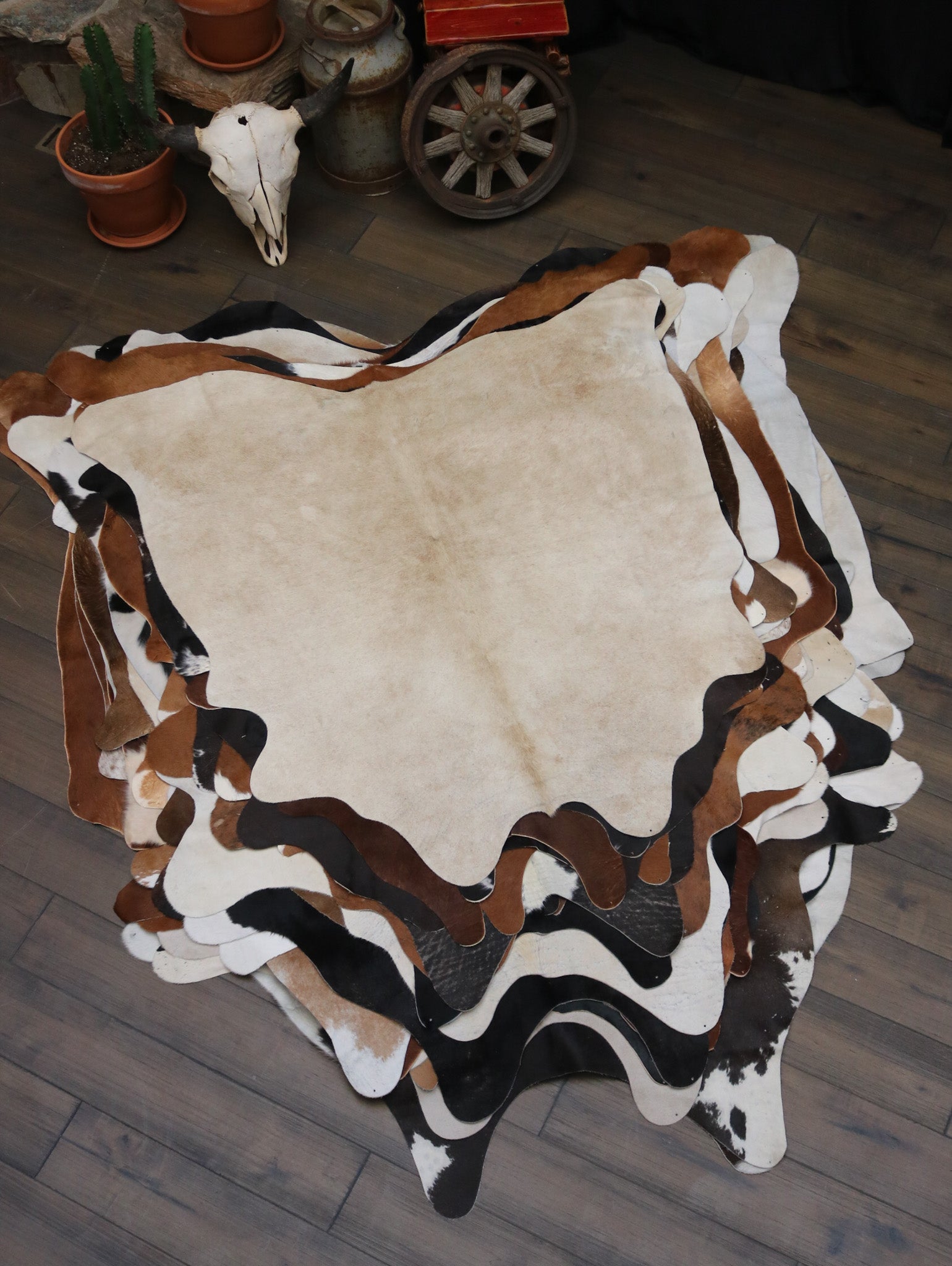 Stunning White Cowhide Handmade in Brazil
