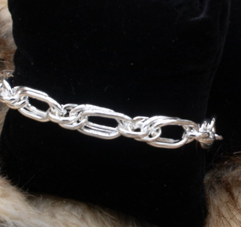 Silver Danty Double Chain Link Bracelet