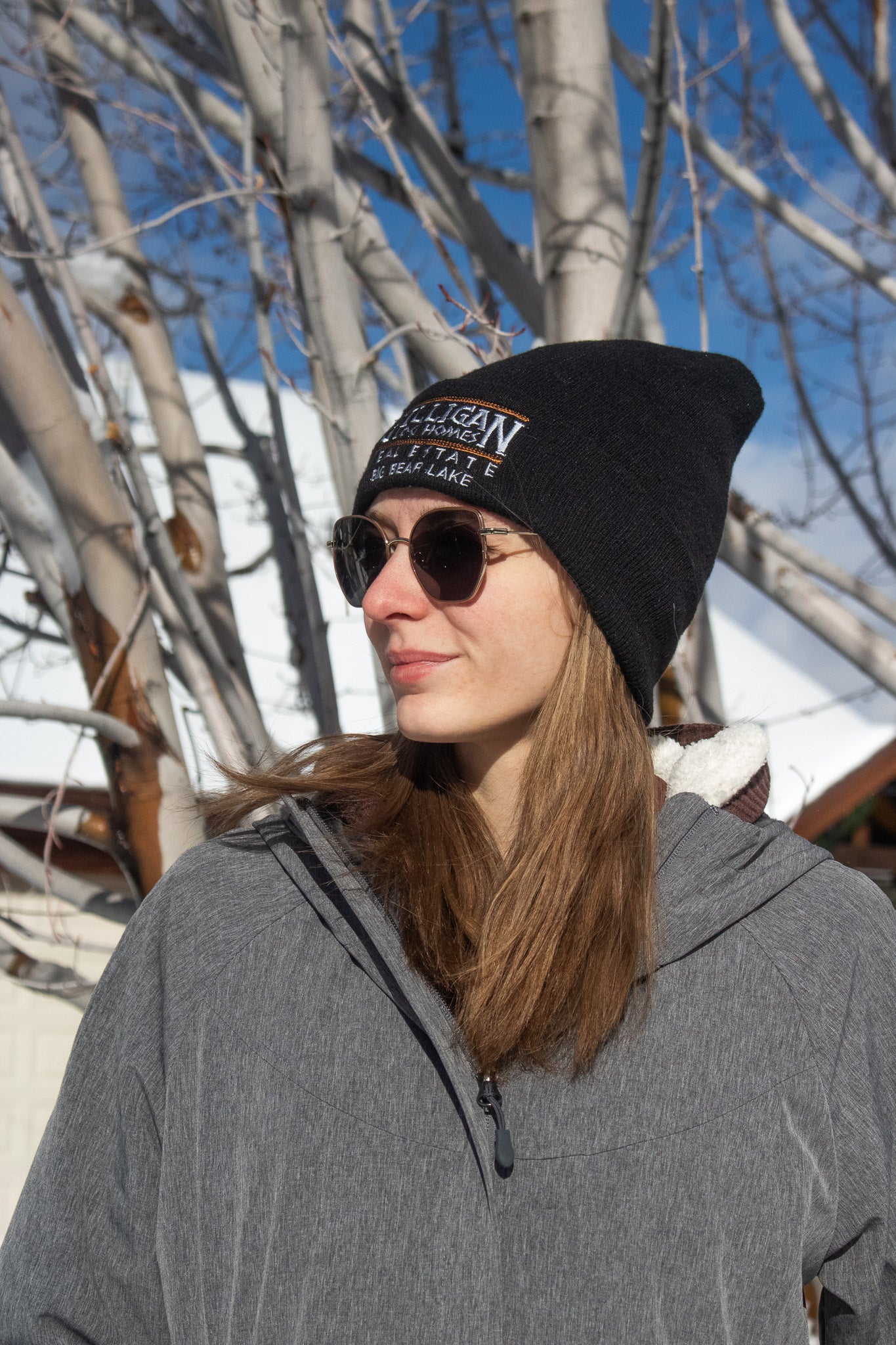 Knit Beanie Hat with "Gilligan Log Homes Real Estate Big Bear Lake"