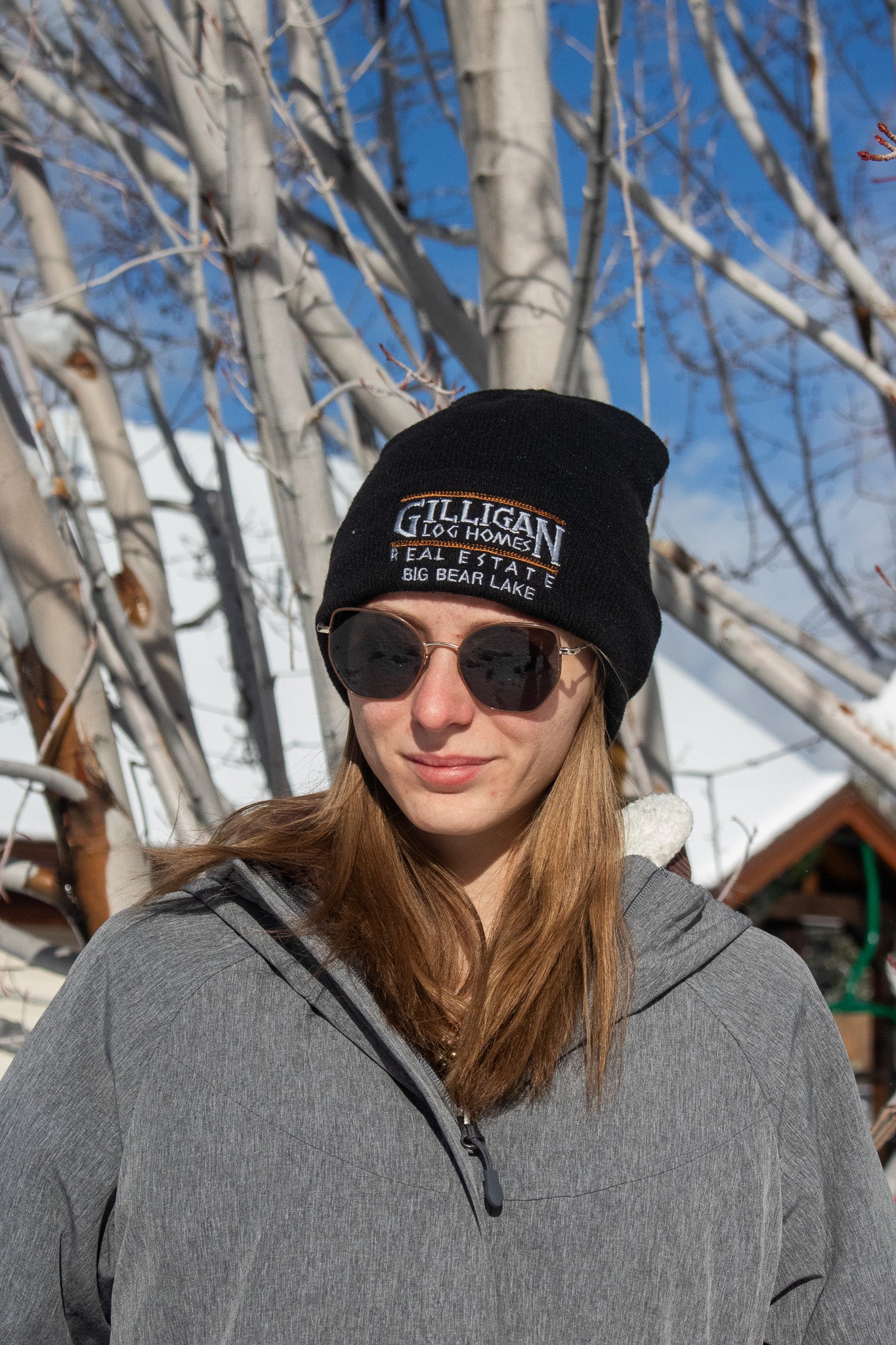 Knit Beanie Hat with "Gilligan Log Homes Real Estate Big Bear Lake"