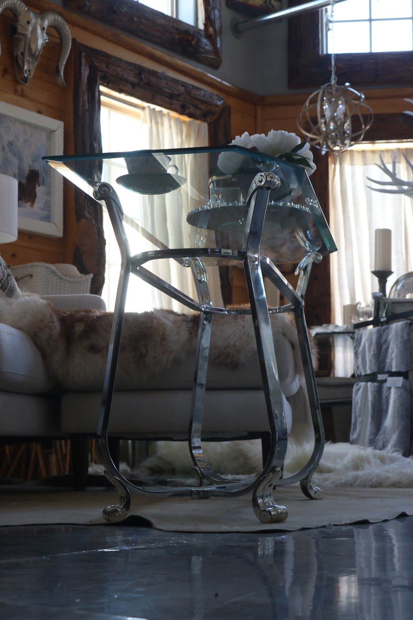 Kreiss Beveled Glass Chrome Body Rectangle End Table