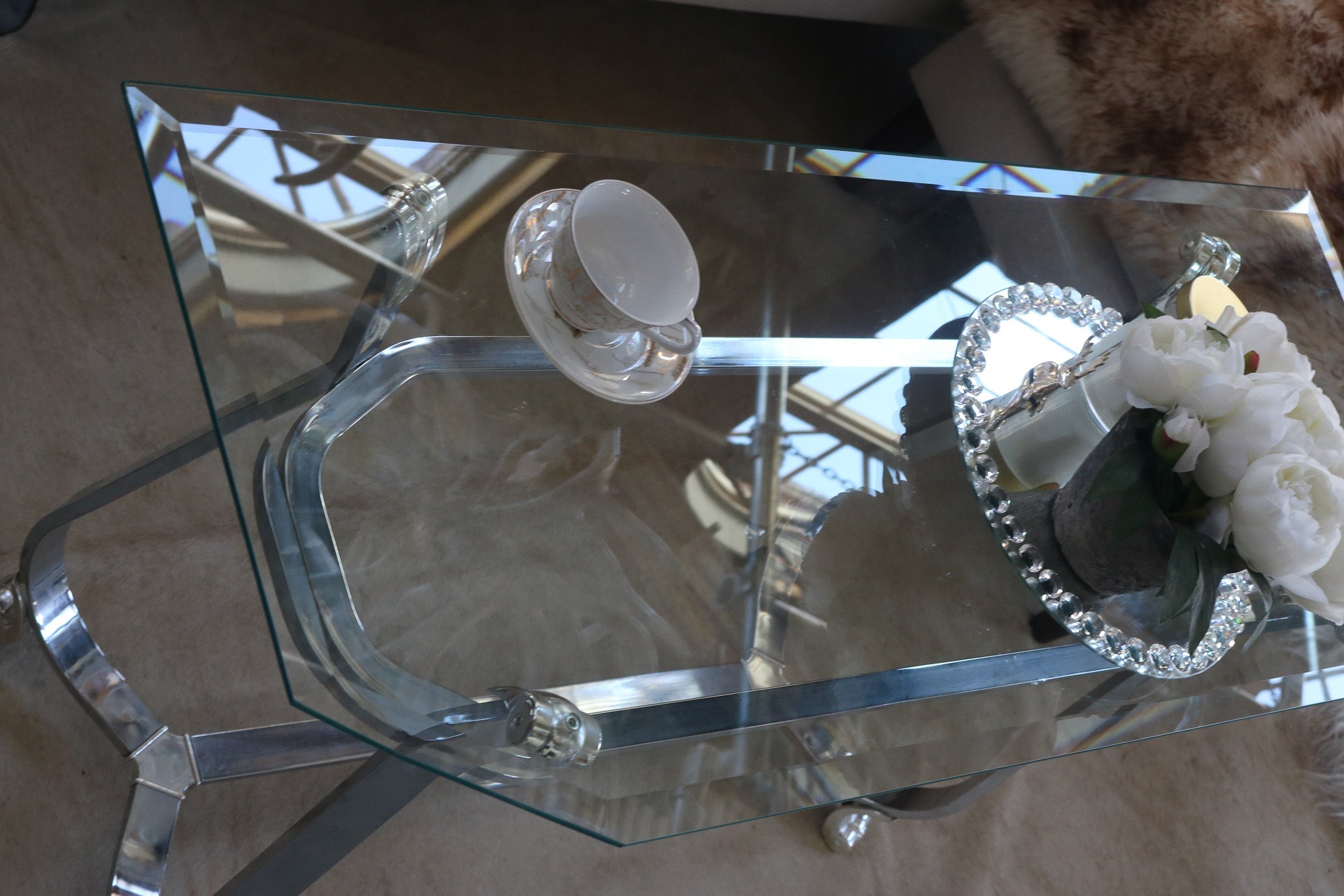 Kreiss Beveled Glass Chrome Body Rectangle End Table