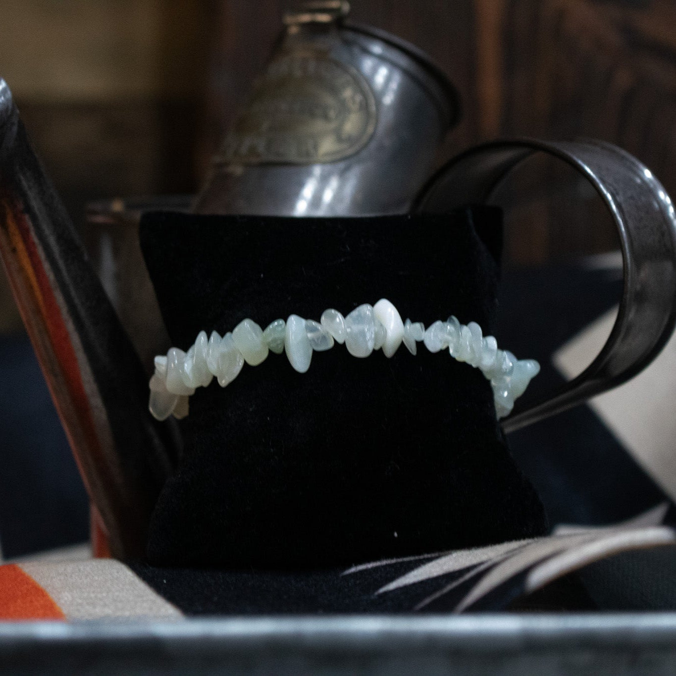 Green Aquamarine Beaded Stretchy Bracelet